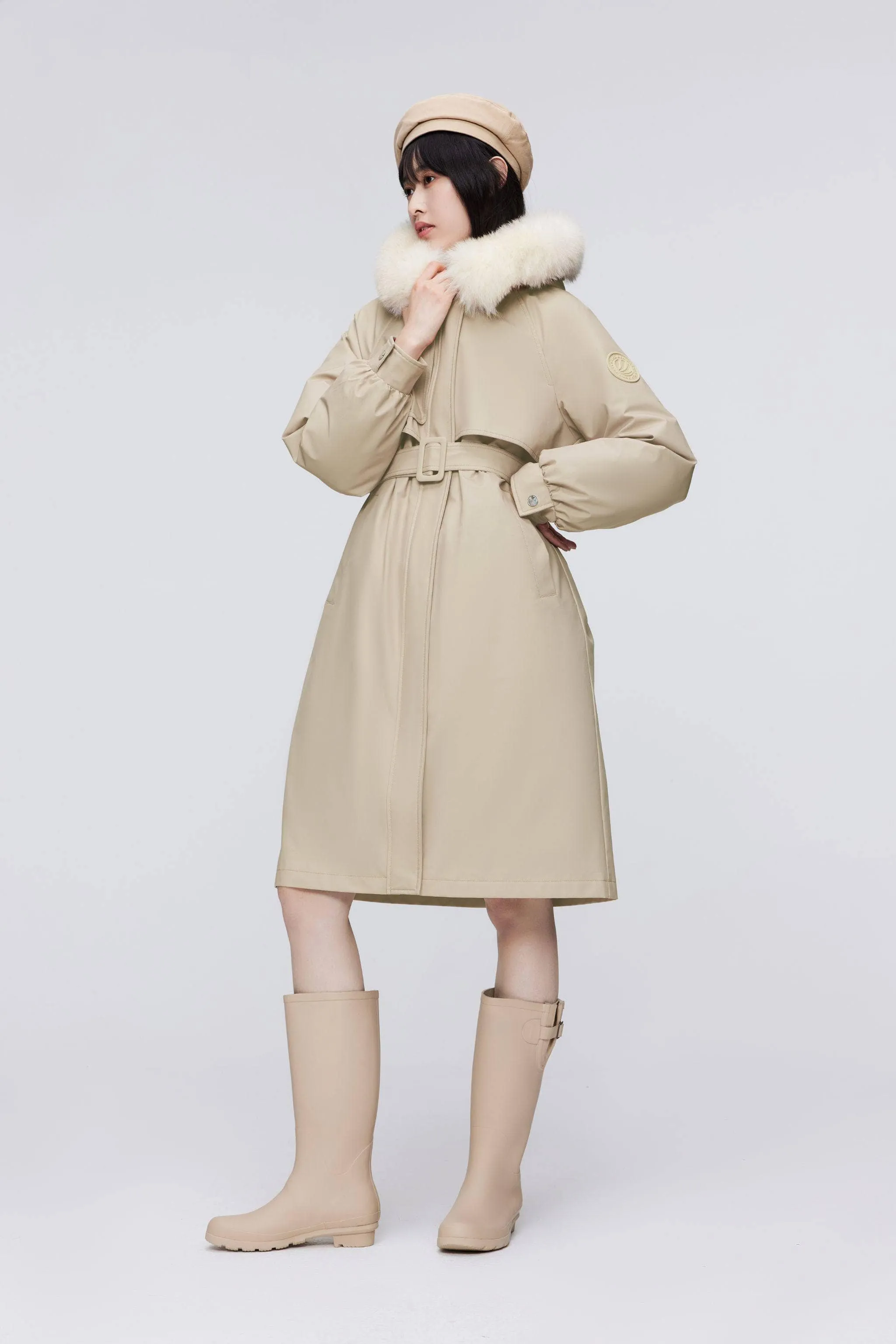 3-In-1 Knee Length Fox Fur Down Parka
