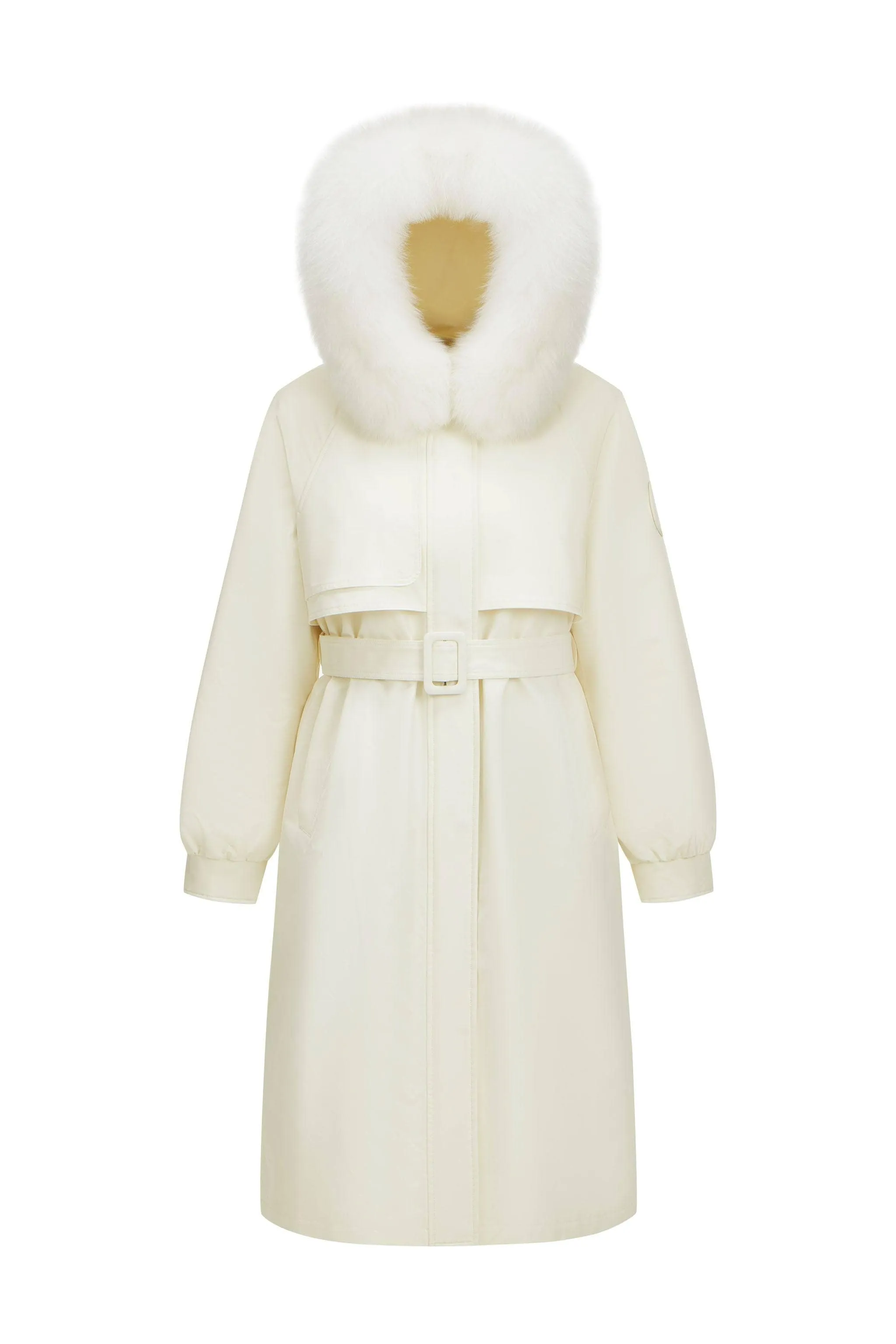3-In-1 Knee Length Fox Fur Down Parka