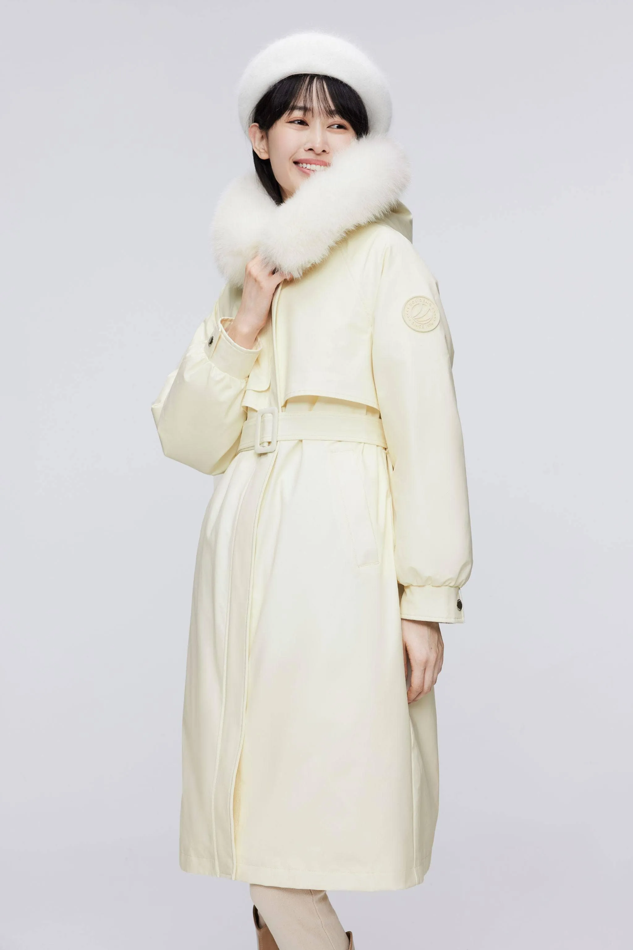 3-In-1 Knee Length Fox Fur Down Parka
