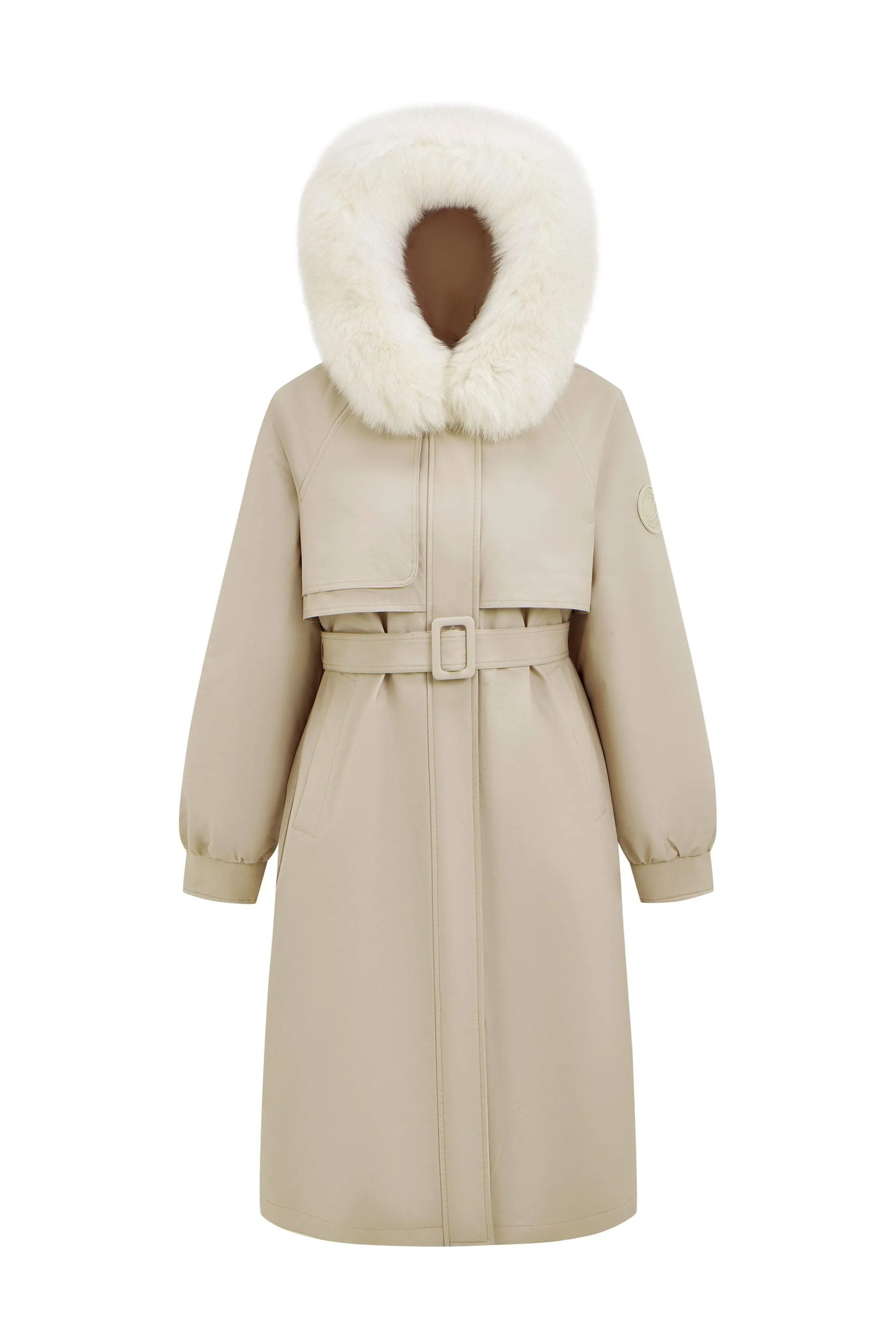 3-In-1 Knee Length Fox Fur Down Parka