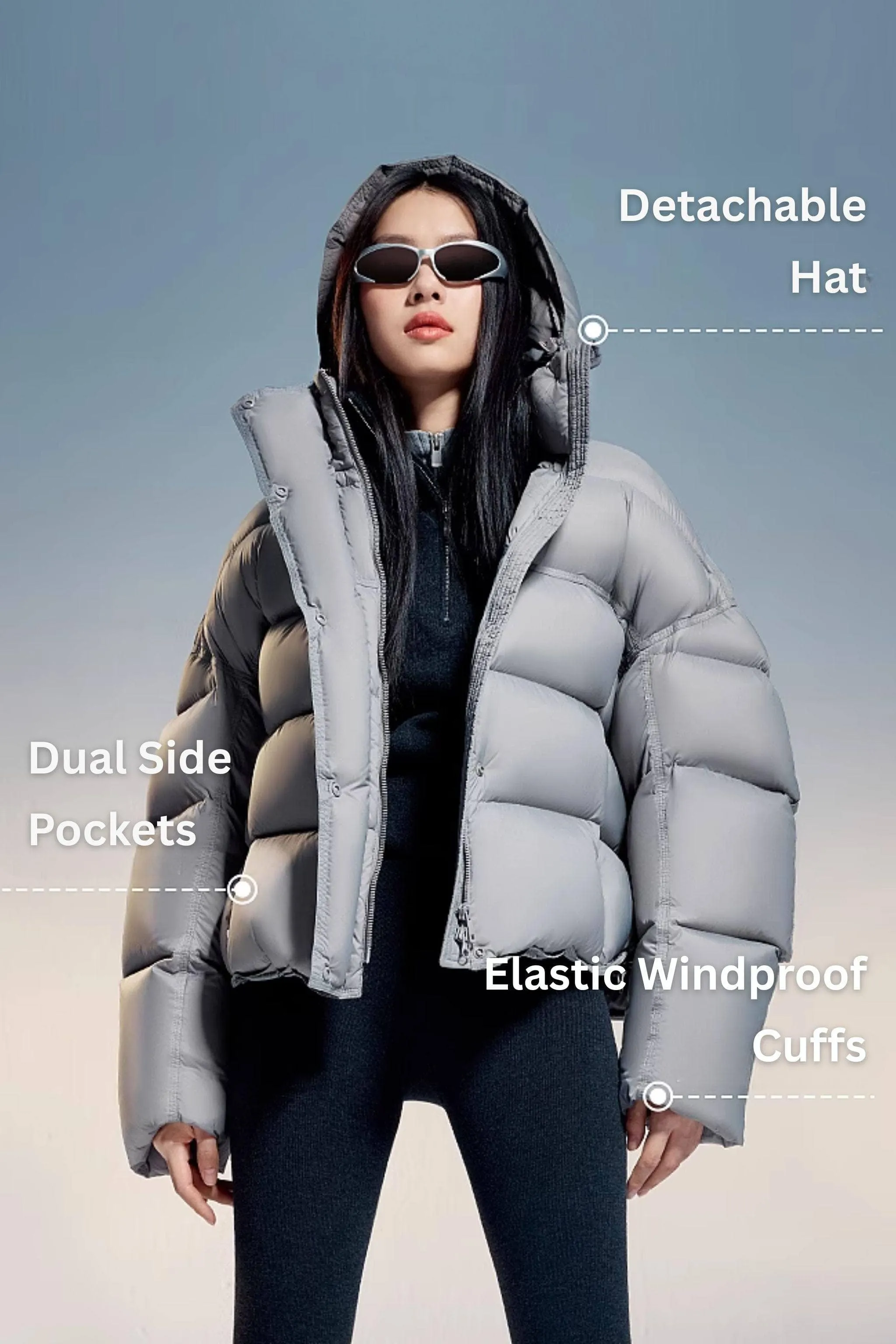 Adjustable Puffer With Detachable Hood