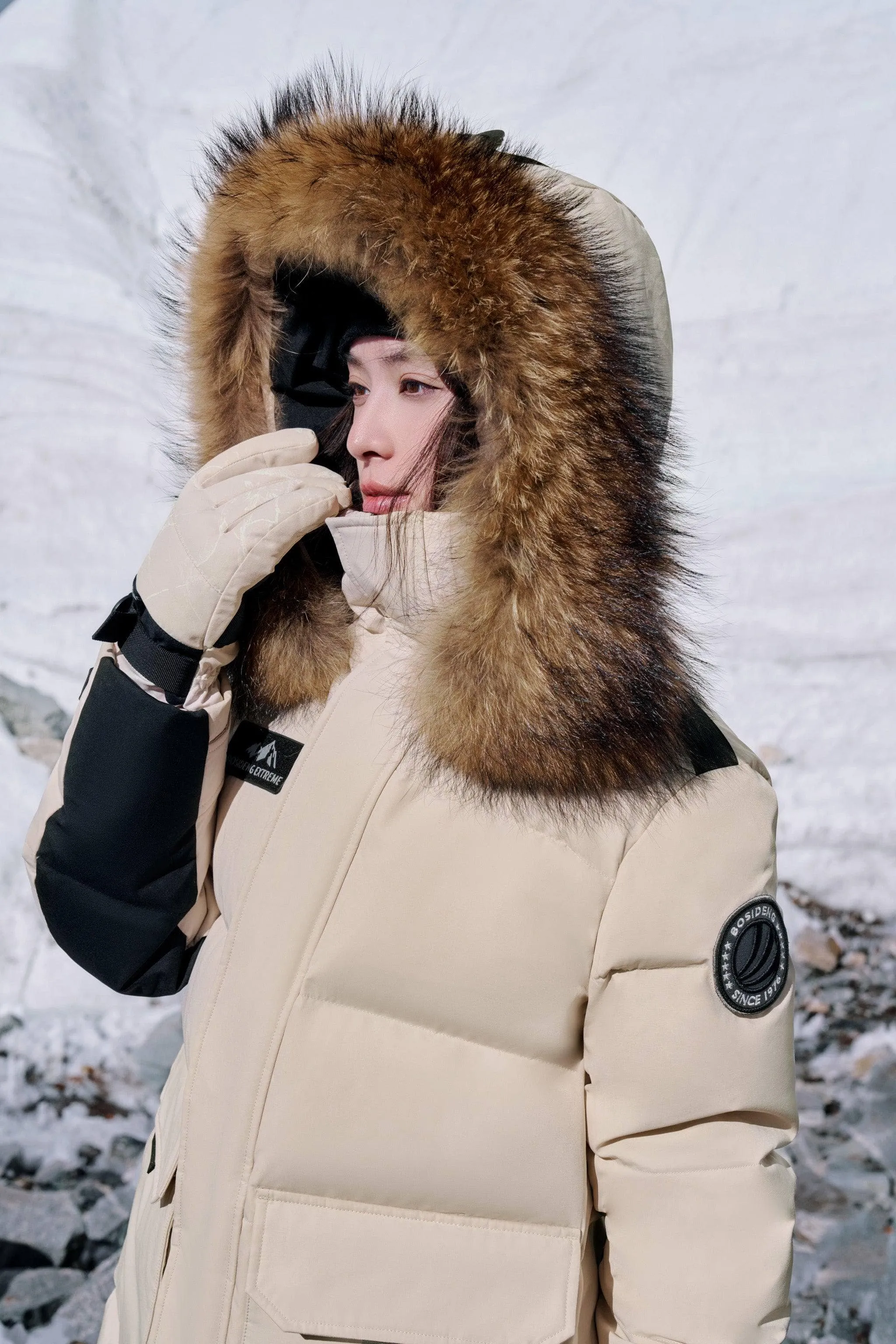 Classic Extreme Full Length Goose Down Parka Fur Hood