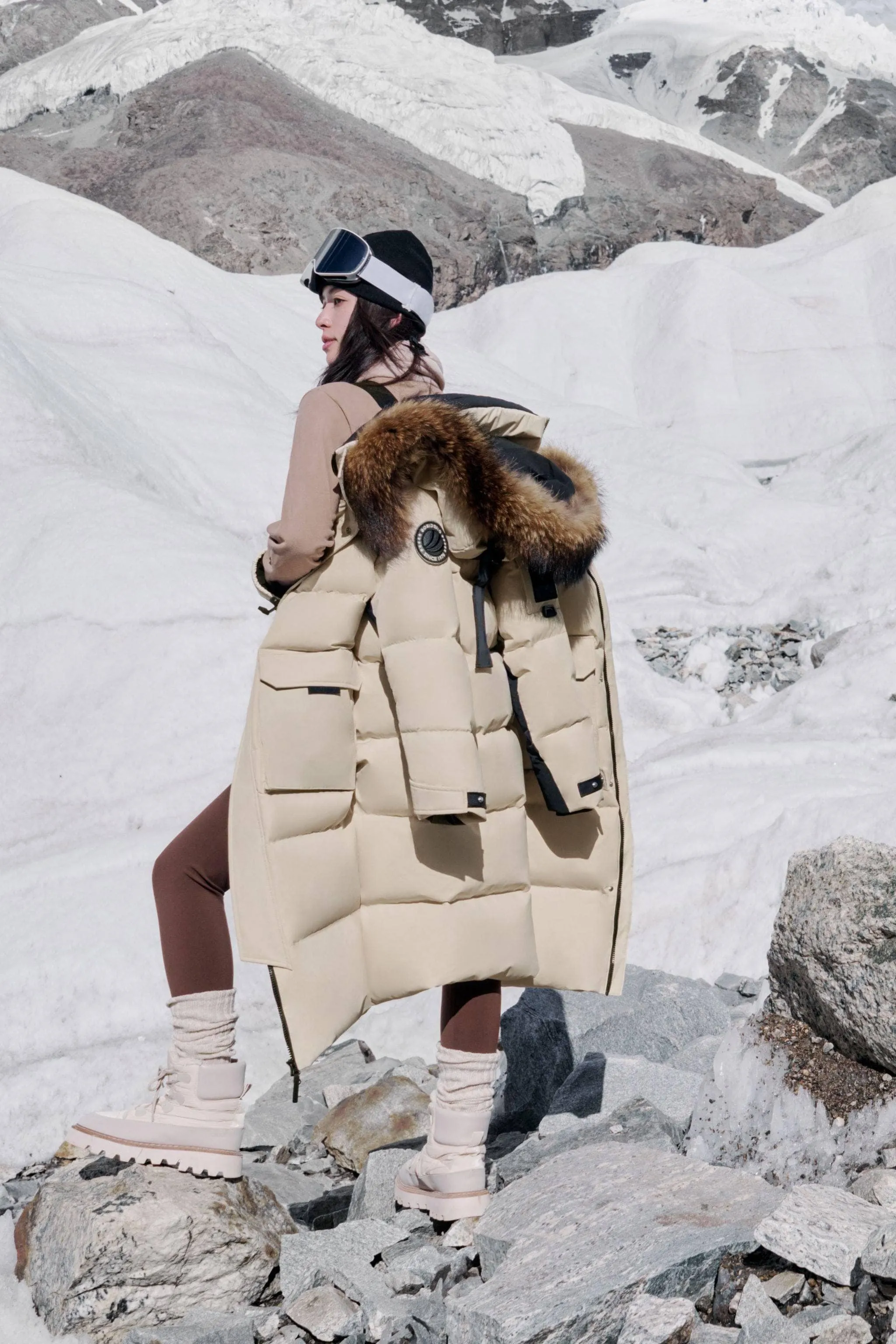 Classic Extreme Full Length Goose Down Parka Fur Hood