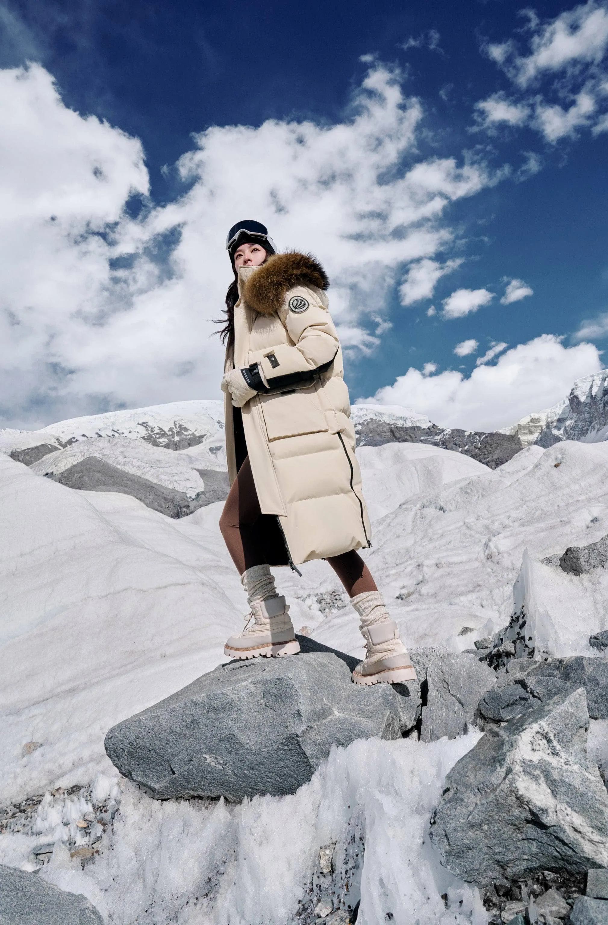 Classic Extreme Full Length Goose Down Parka Fur Hood