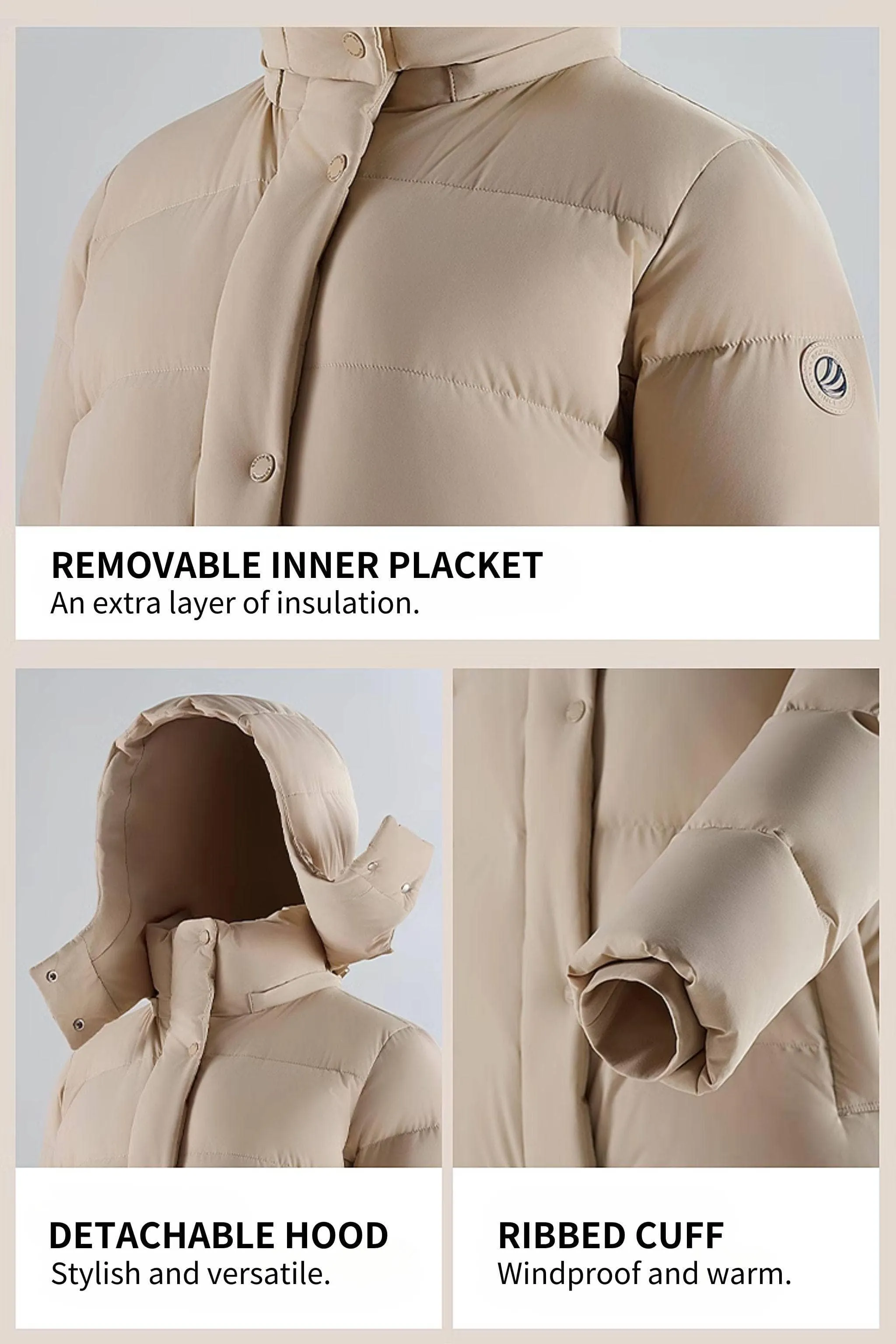 Comfy Women's Down Coat With Detachable Hood