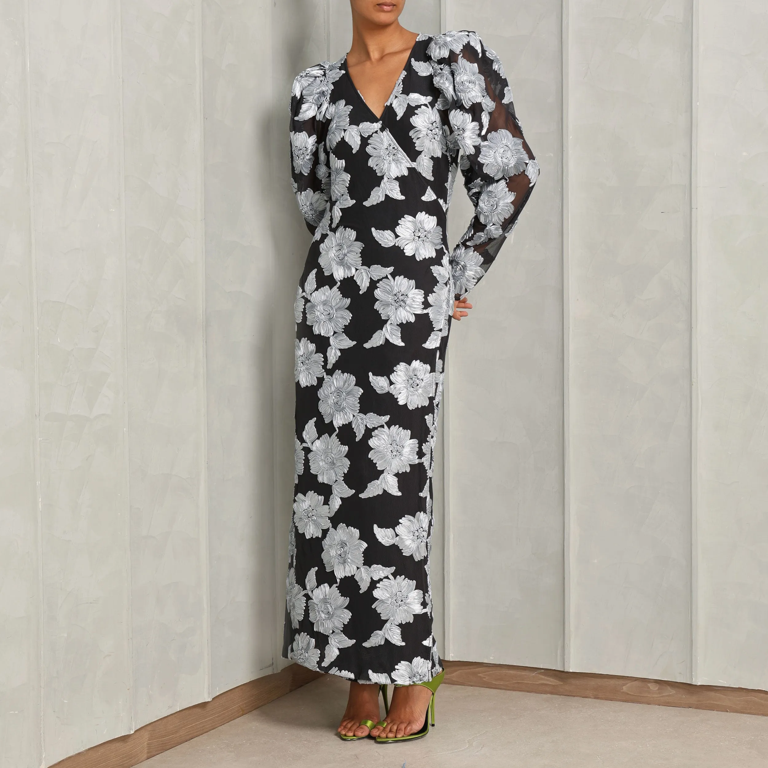 Flower Mesh Wrap Dress