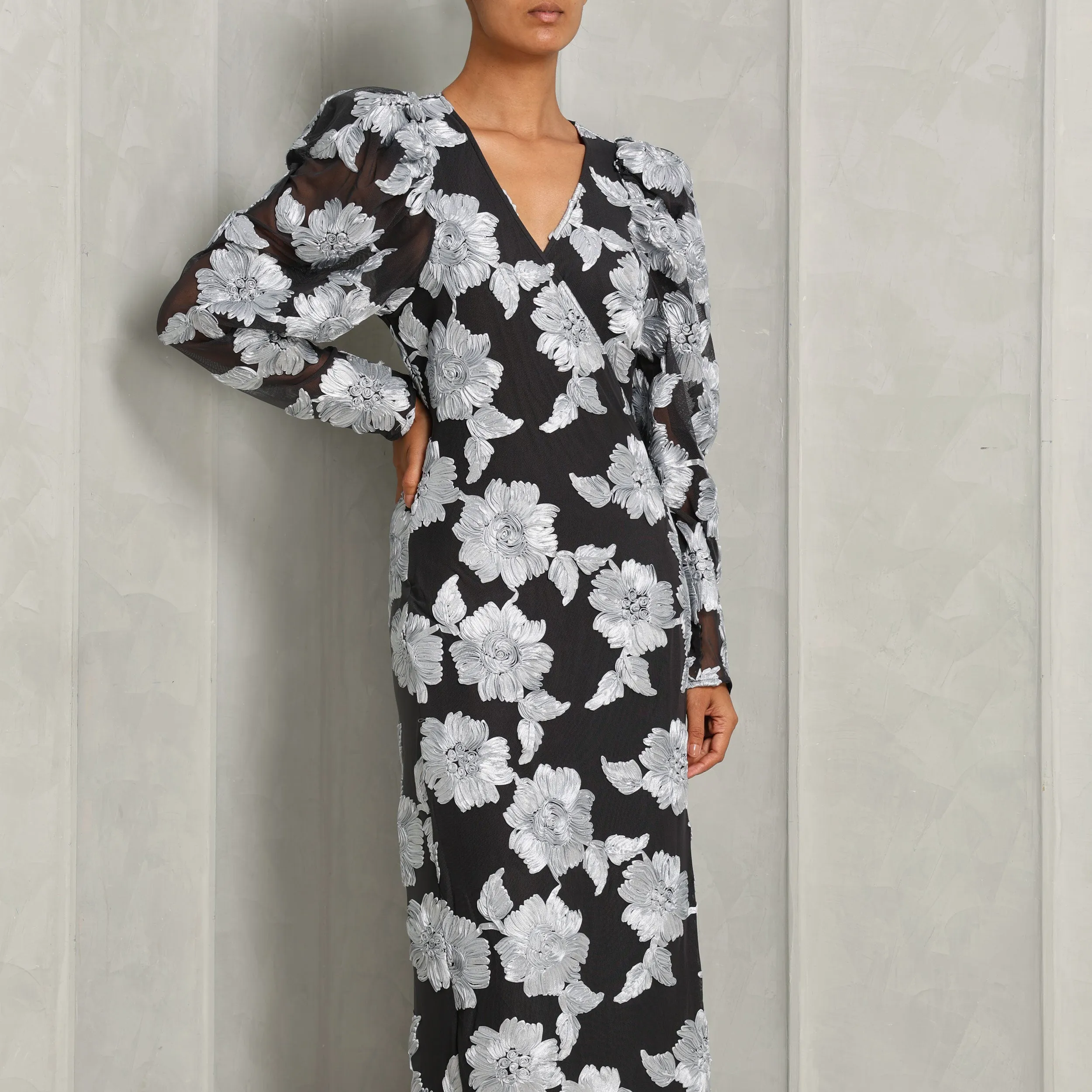 Flower Mesh Wrap Dress