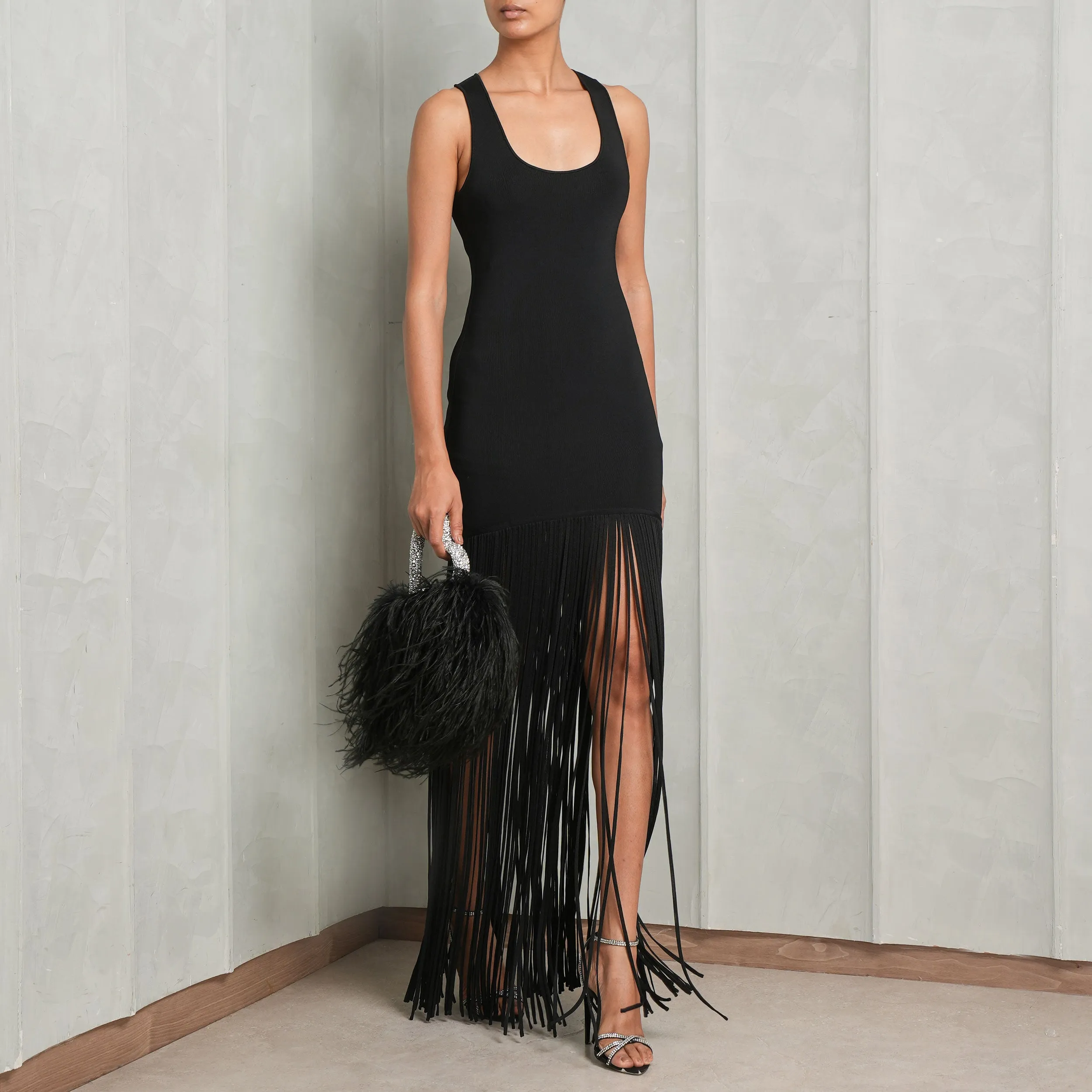 Fringe Skirt Knit Dress