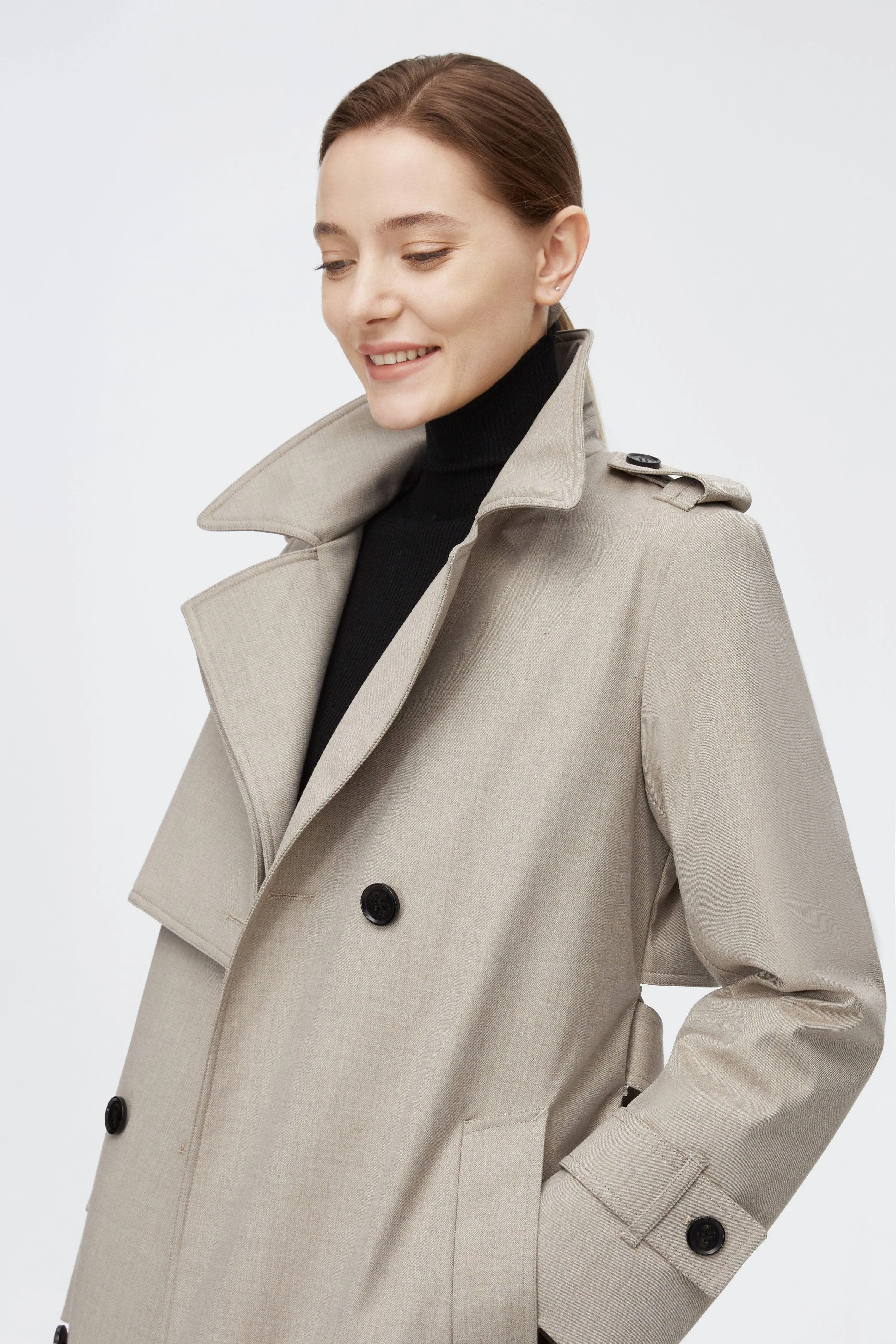 Full Length Detachable Goose Down Trench Coat