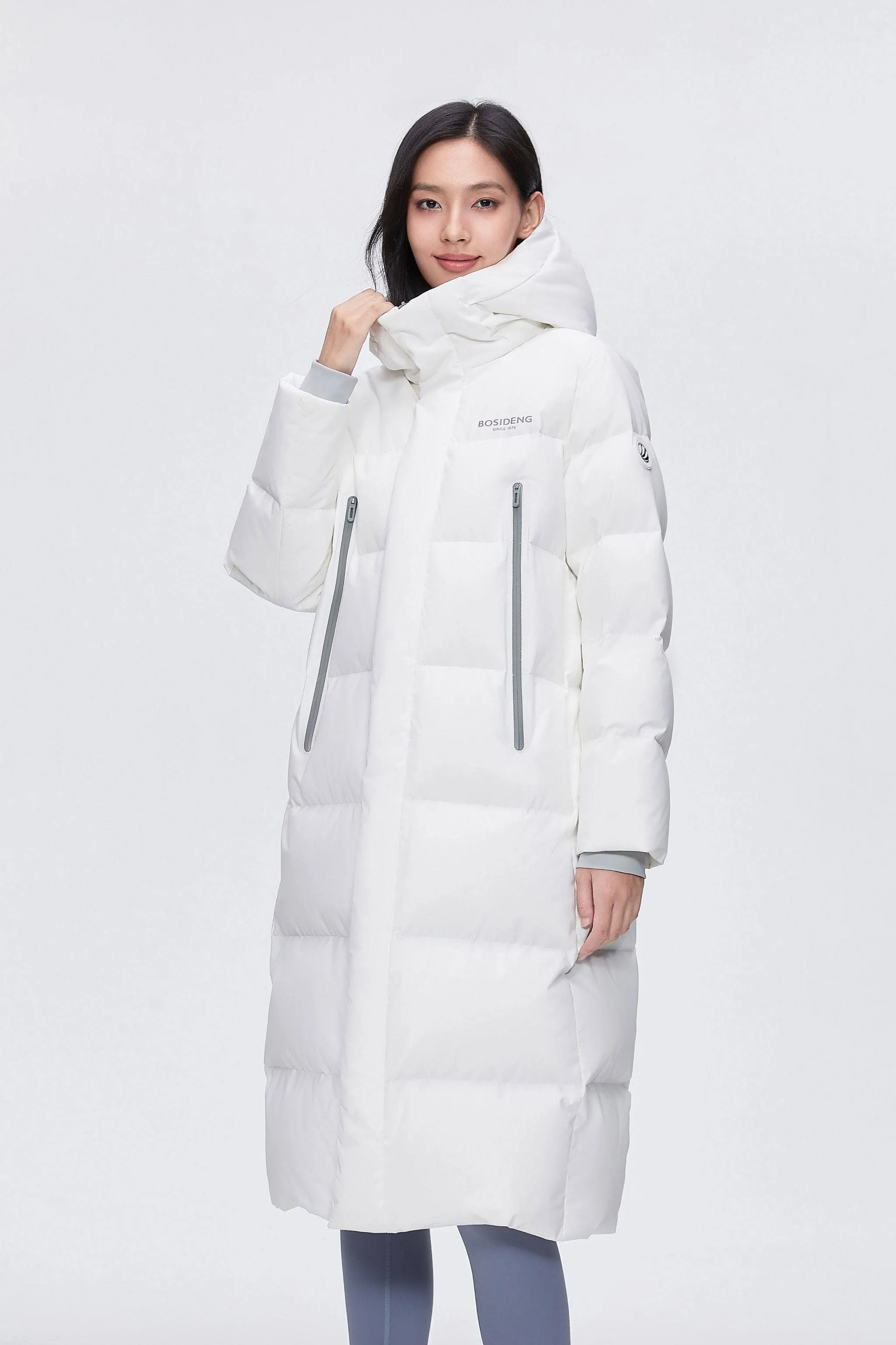 Full Length Sporty Style Hoody Down Coat