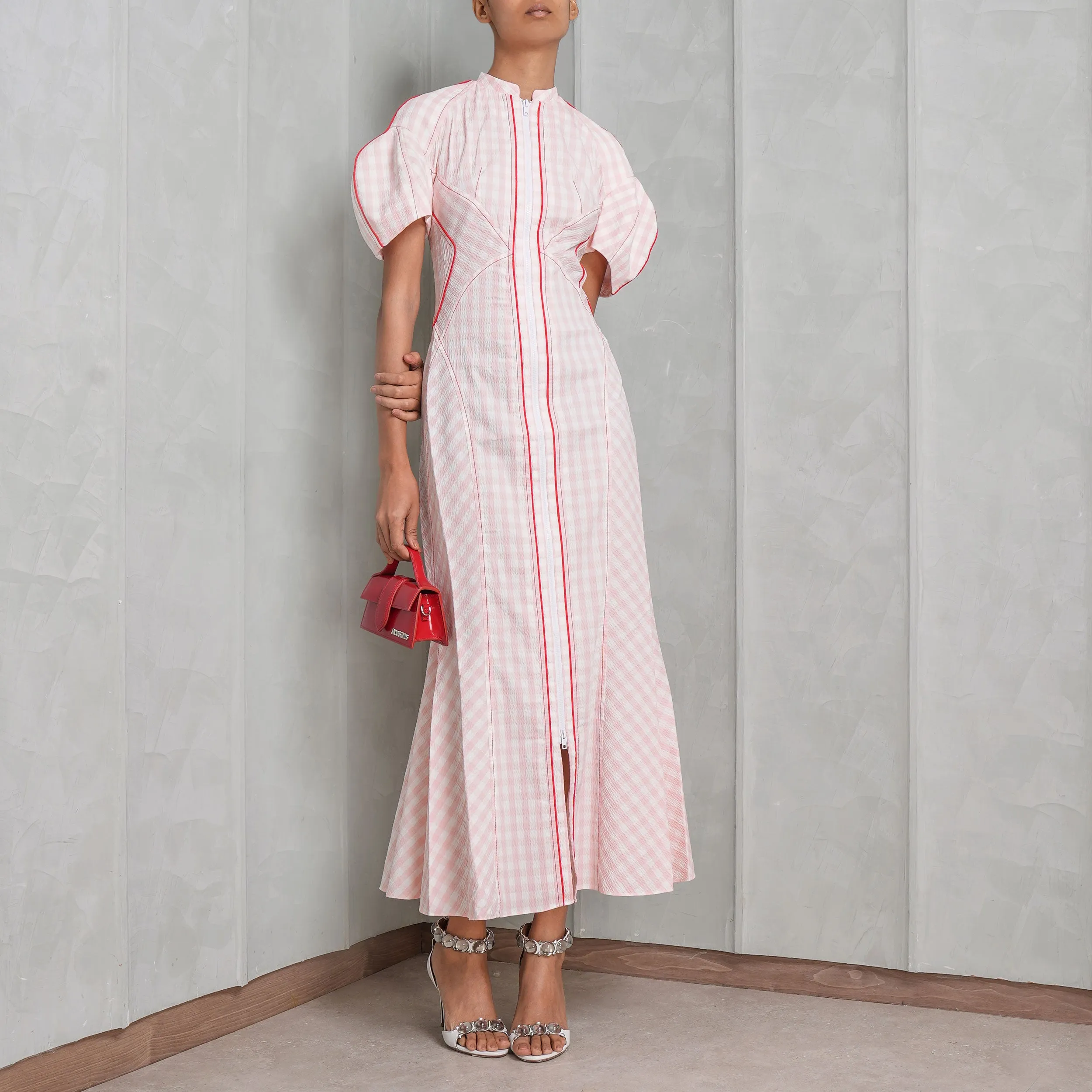 Gingham Seamed Dress