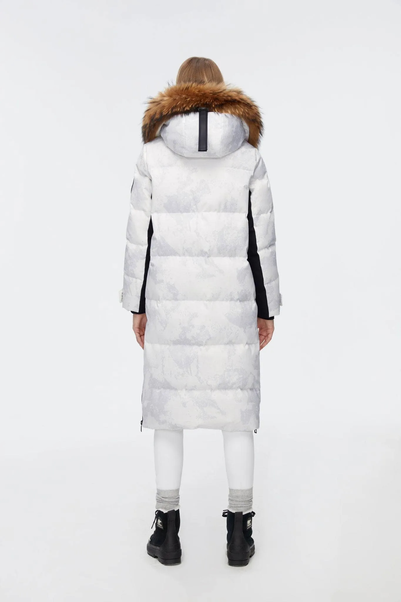 Long Goose Down Jacket With Removable Fur Hood