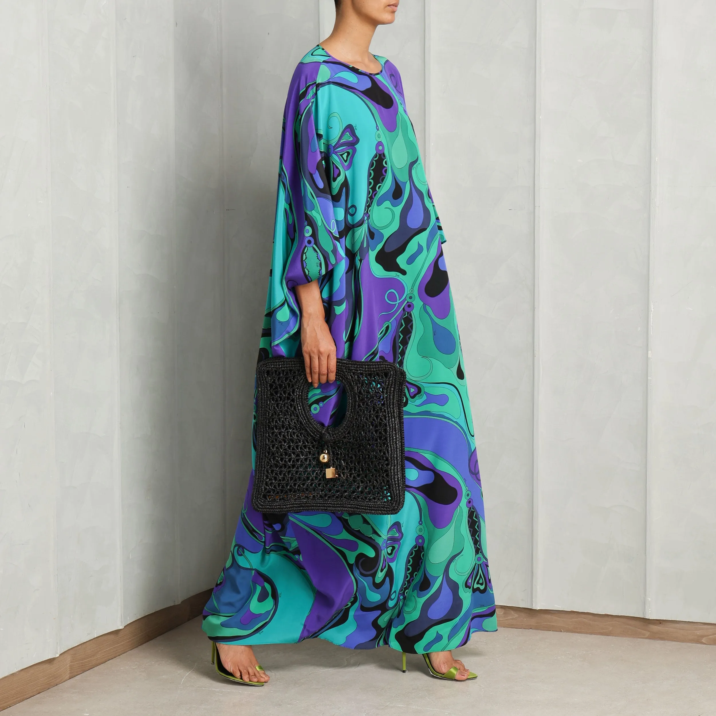Orchid??e Print Silk Kaftan