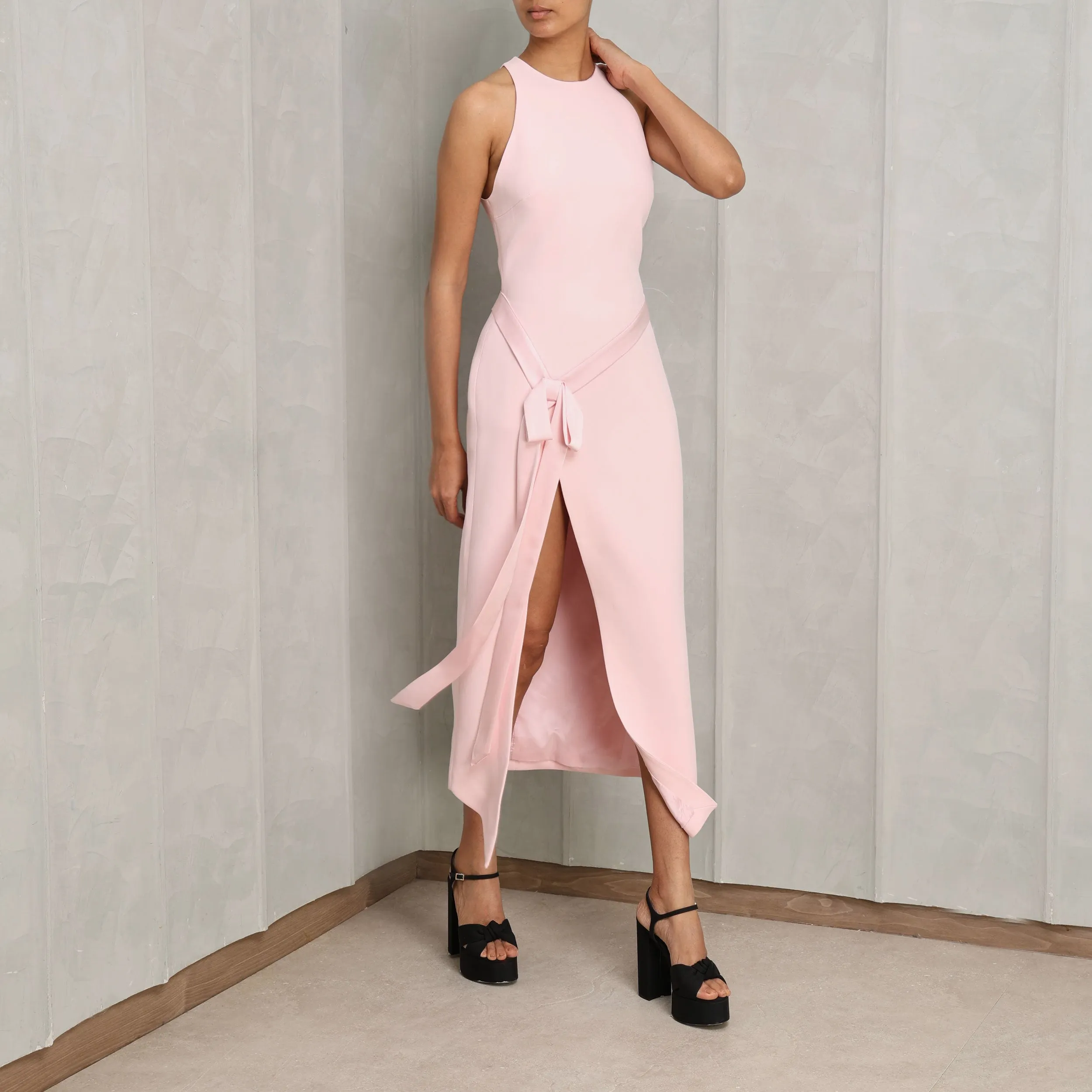 Satin Bow Detail Midi Dress