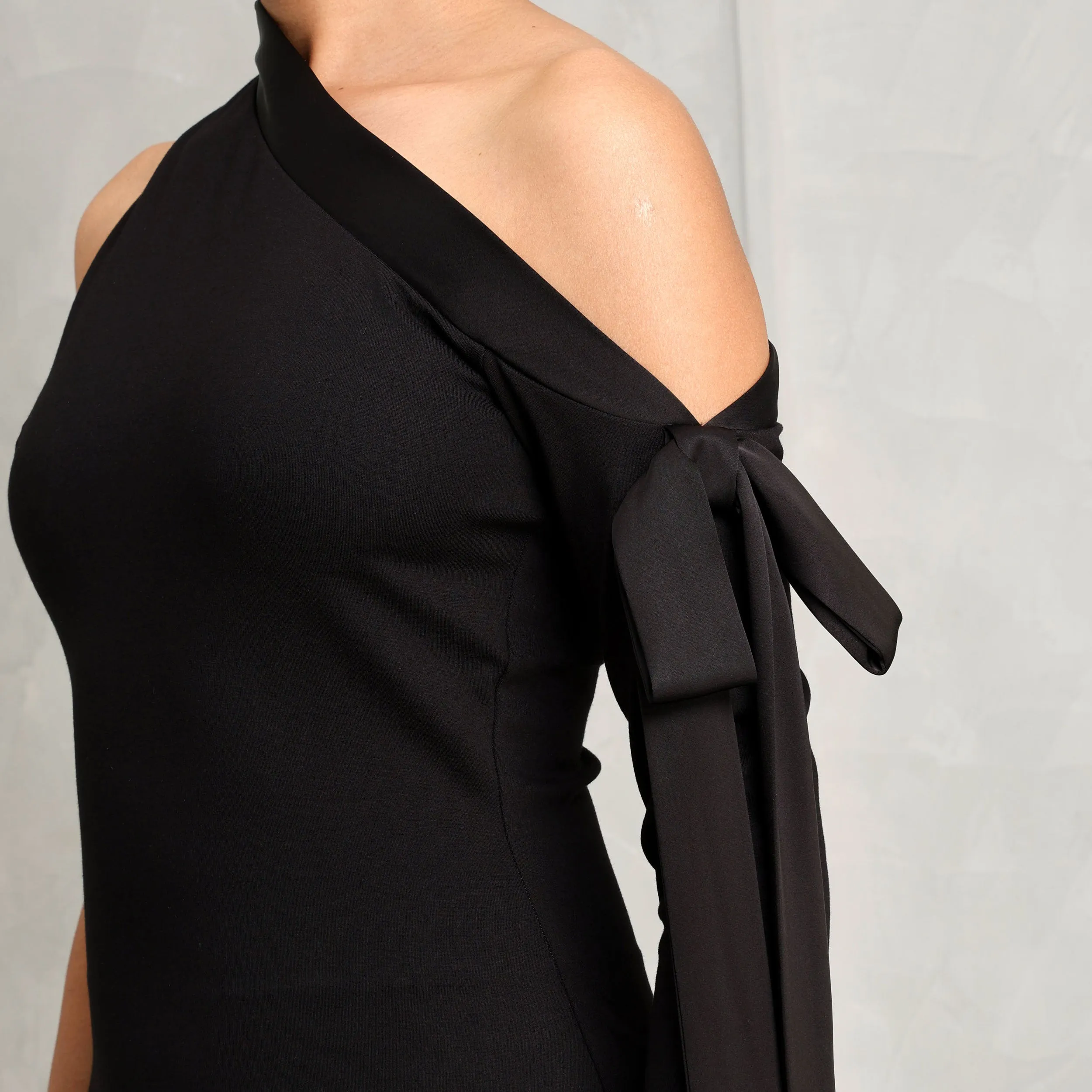Satin Bow One Shoulder Mini Dress