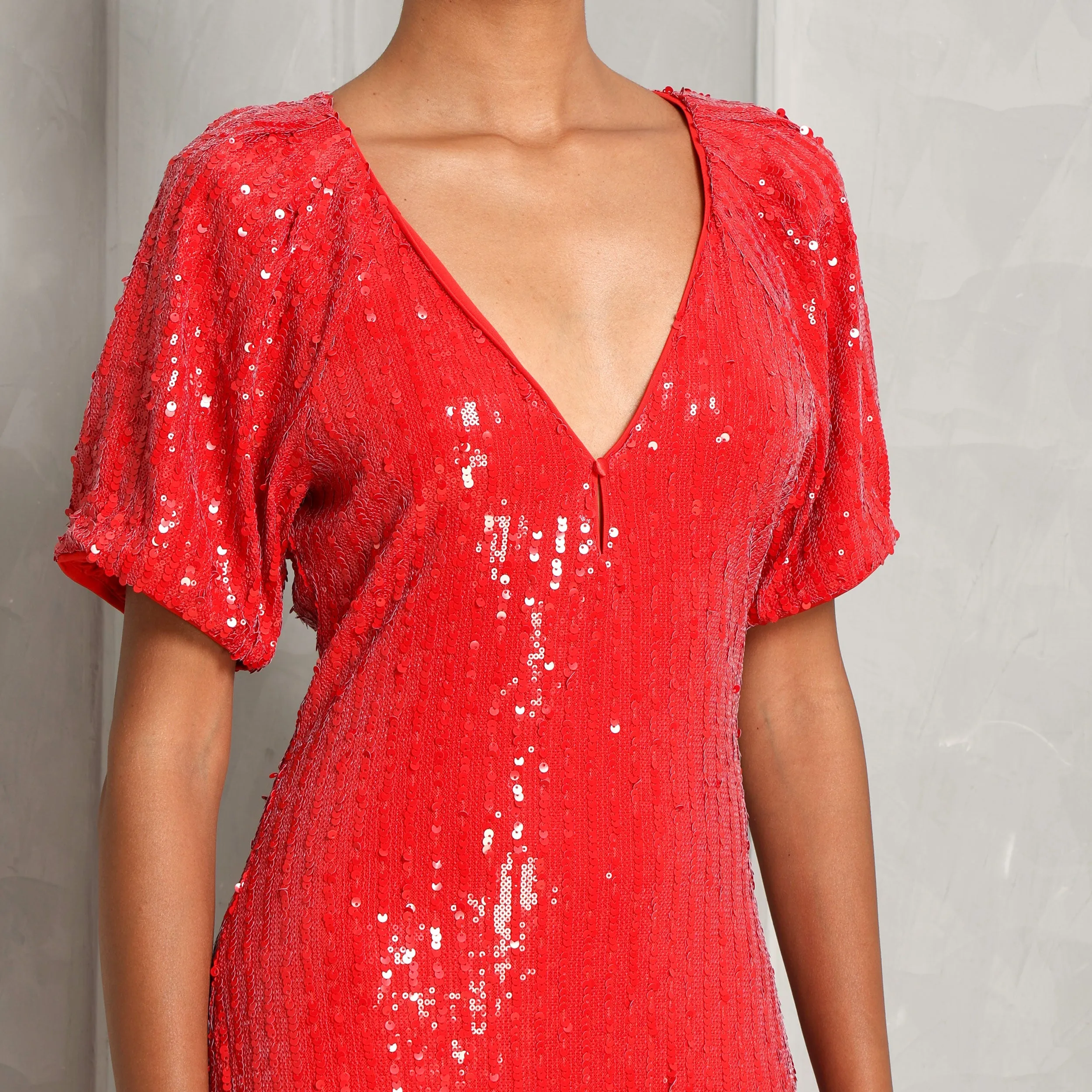 Sequins Midi V-Neck Dress