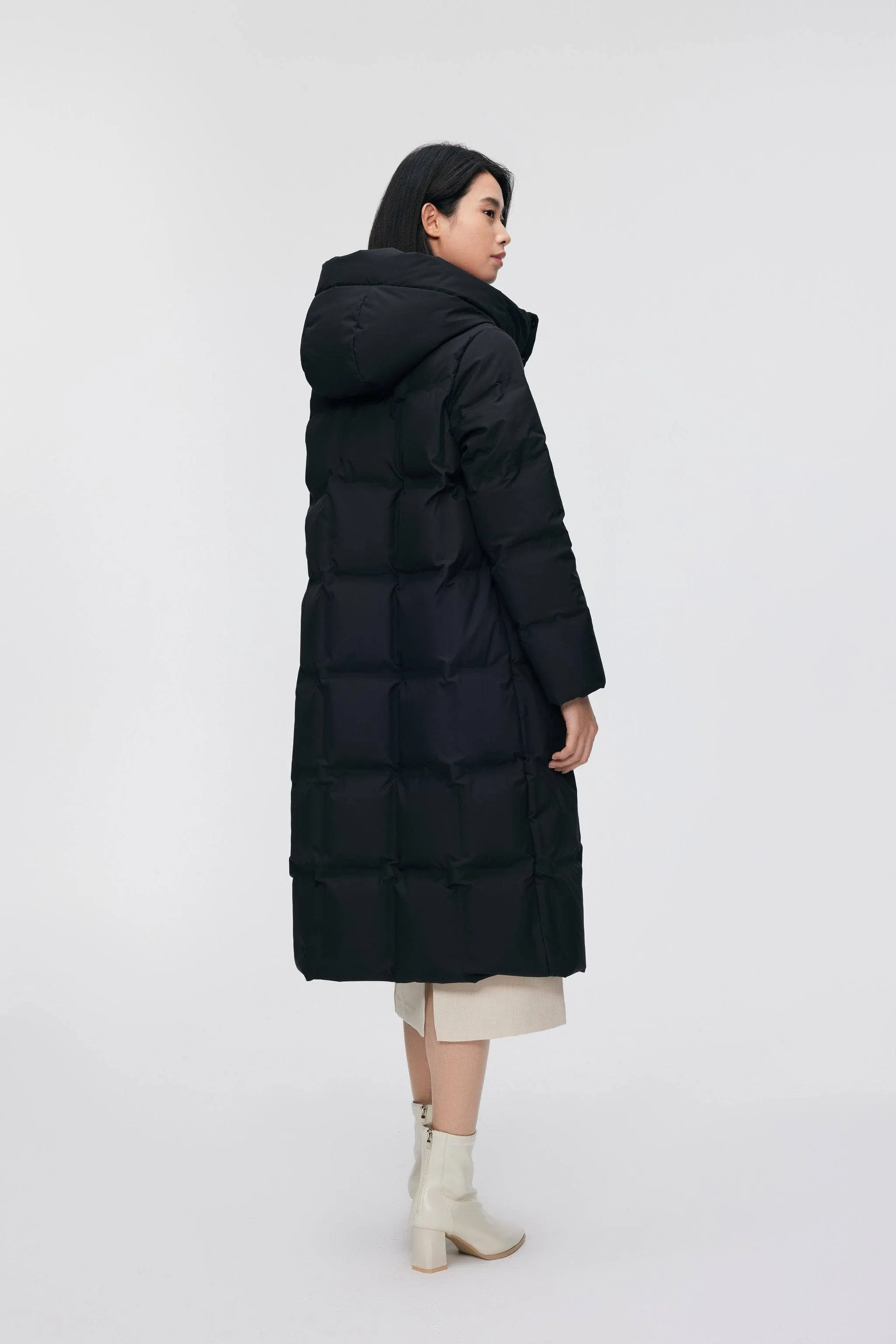 Women's Diamond Quilt Full Length Goose Down Coat