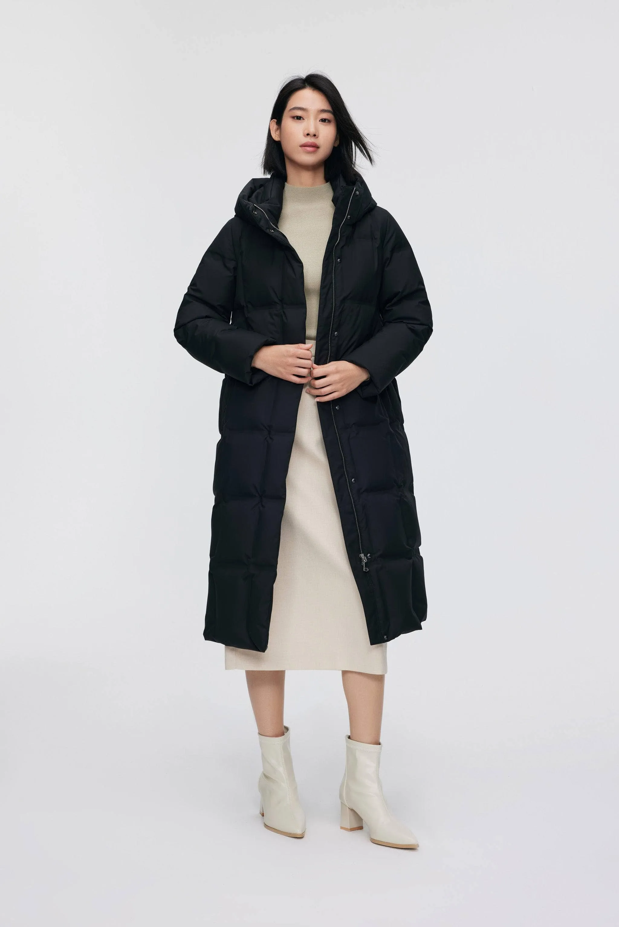 Women's Diamond Quilt Full Length Goose Down Coat