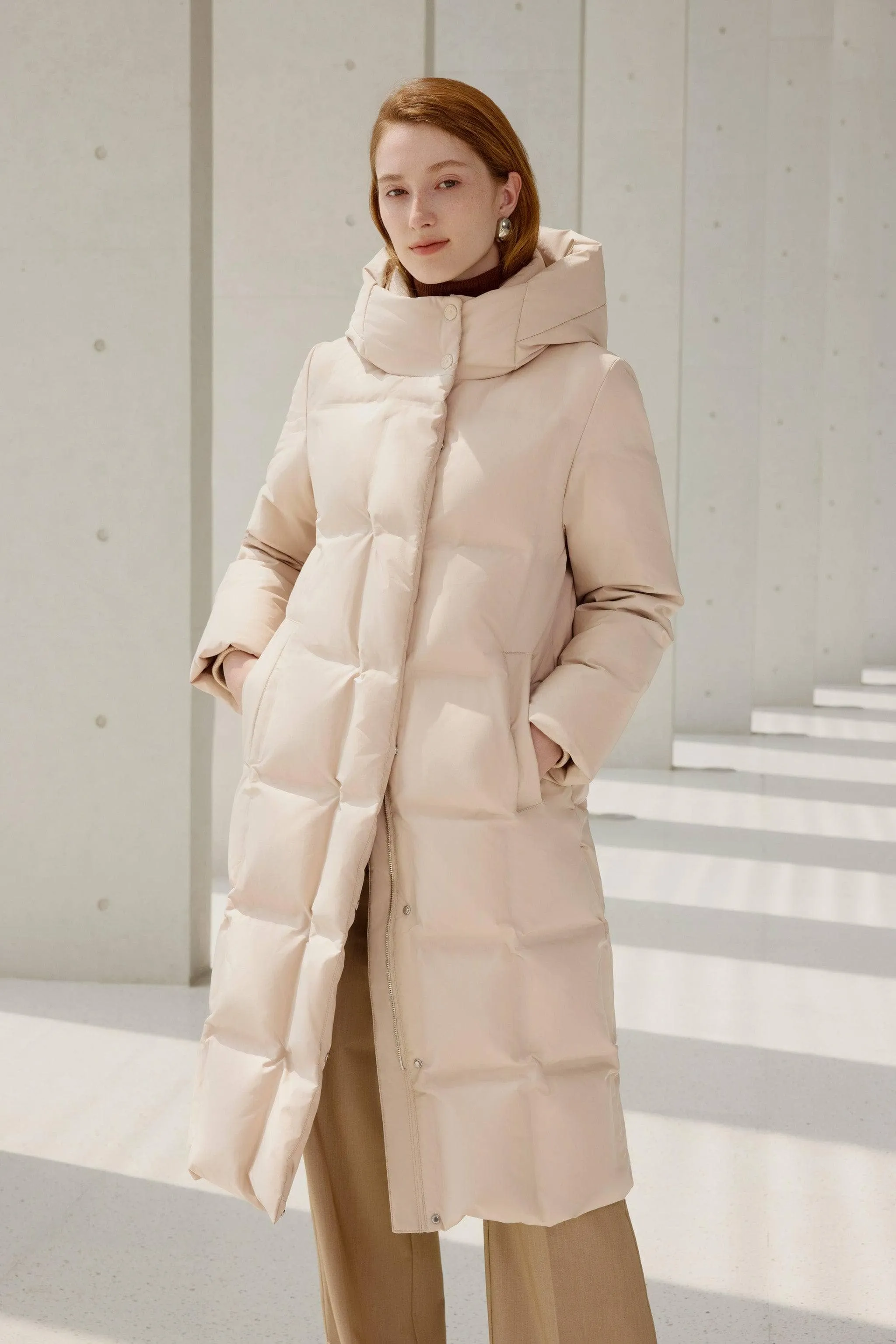 Women's Diamond Quilt Full Length Goose Down Coat