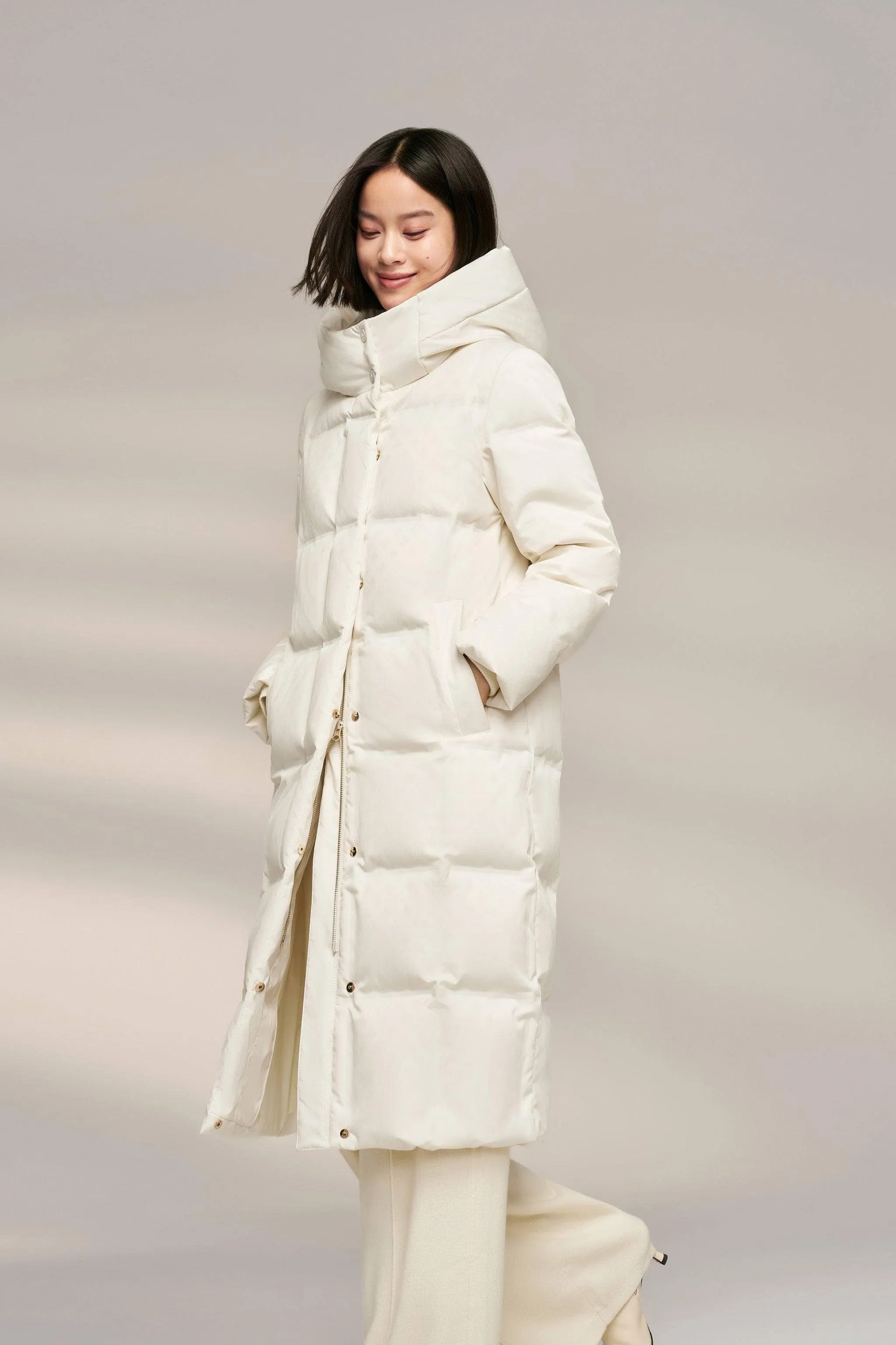 Women's Diamond Quilt Full Length Goose Down Coat