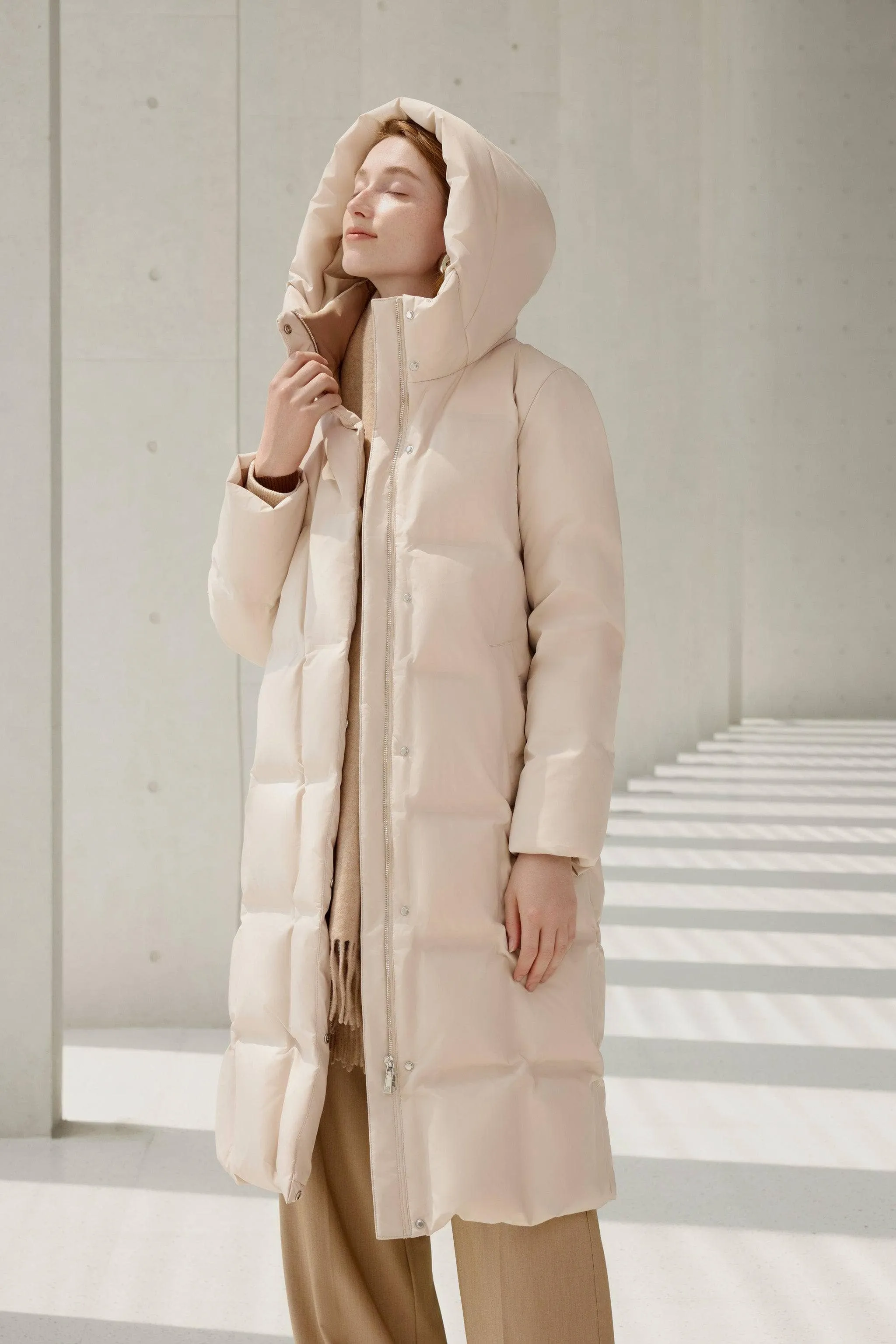 Women's Diamond Quilt Full Length Goose Down Coat