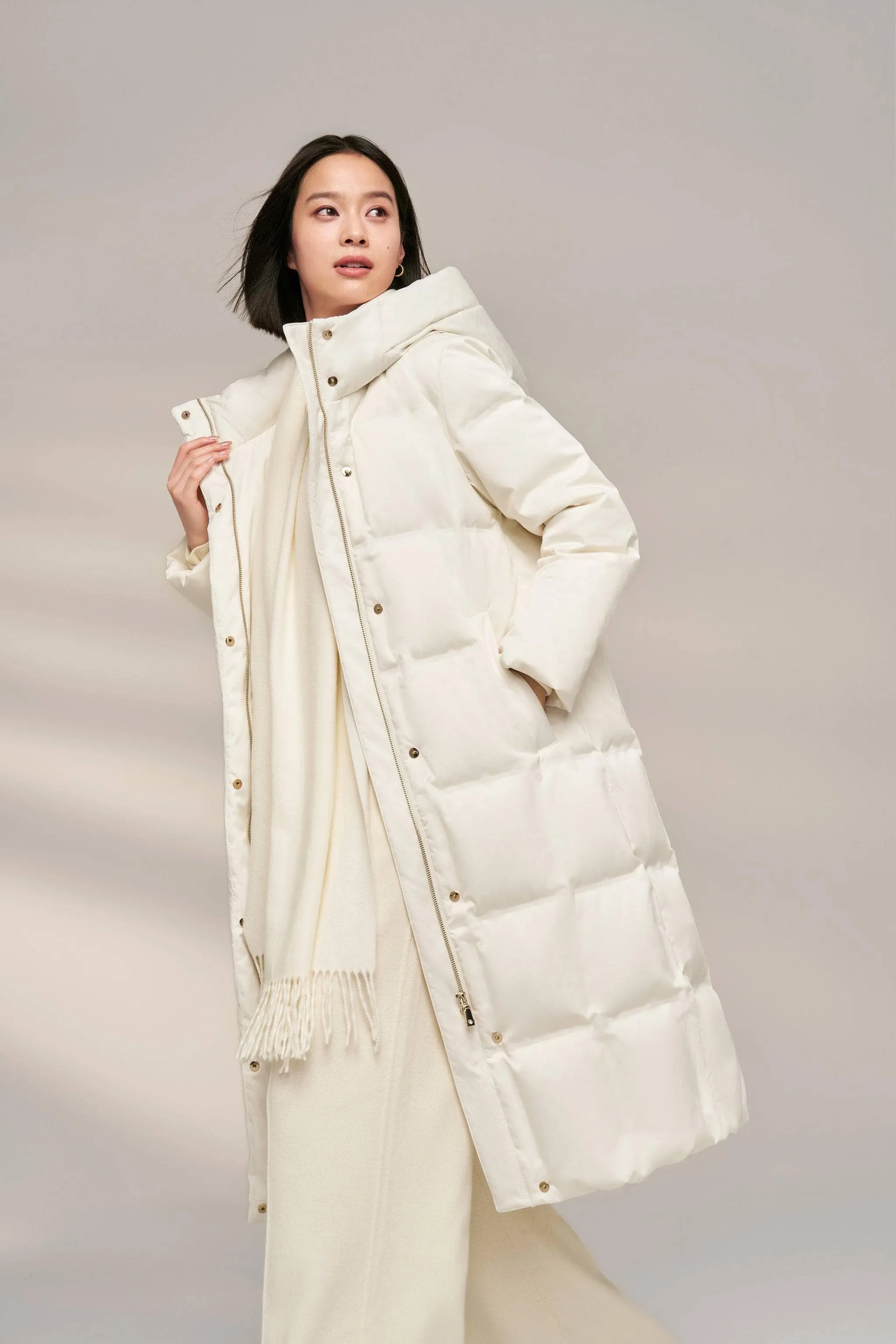 Women's Diamond Quilt Full Length Goose Down Coat