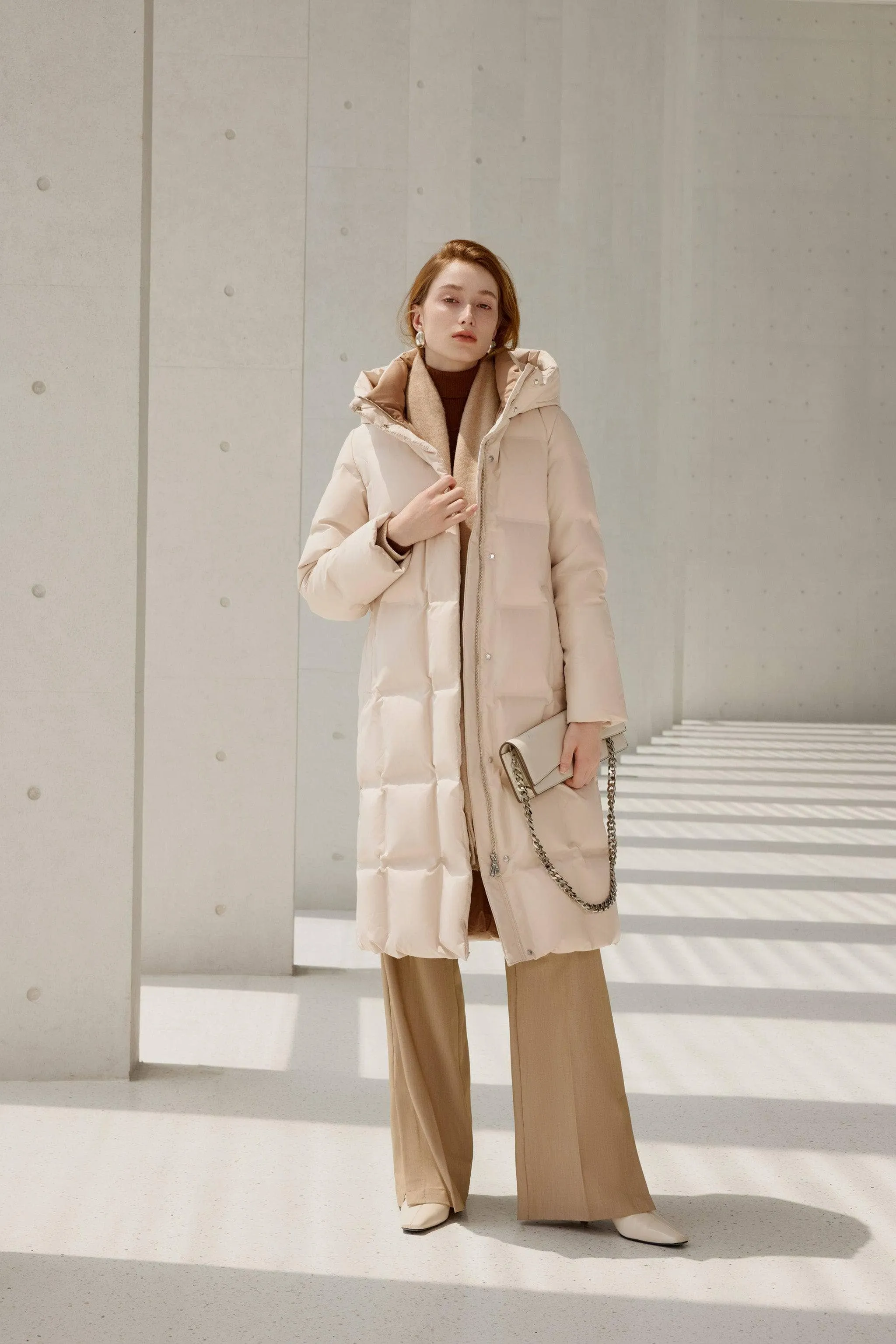 Women's Diamond Quilt Full Length Goose Down Coat