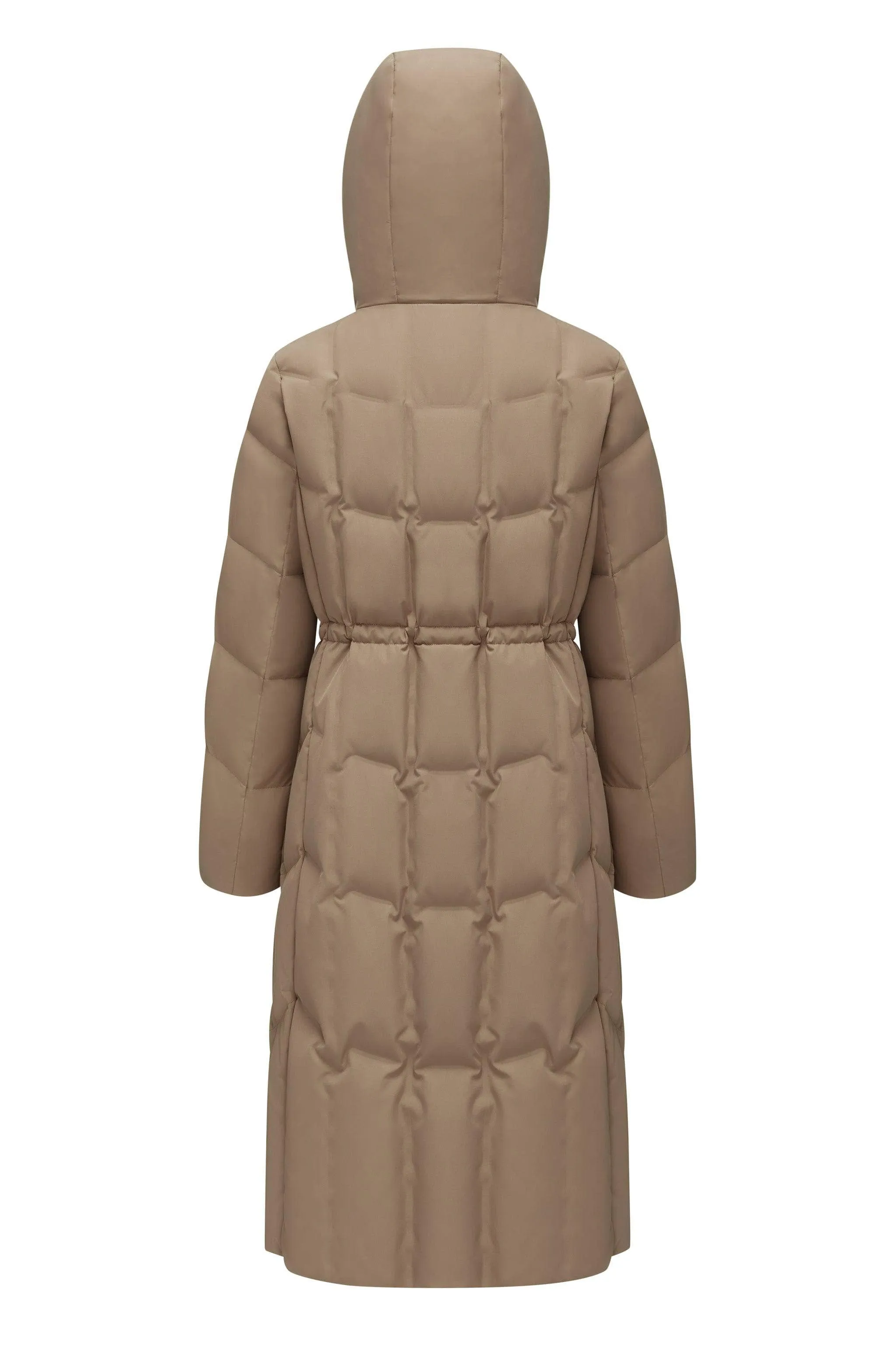 Women's Long Goose Down Coat With Elasticated Waist