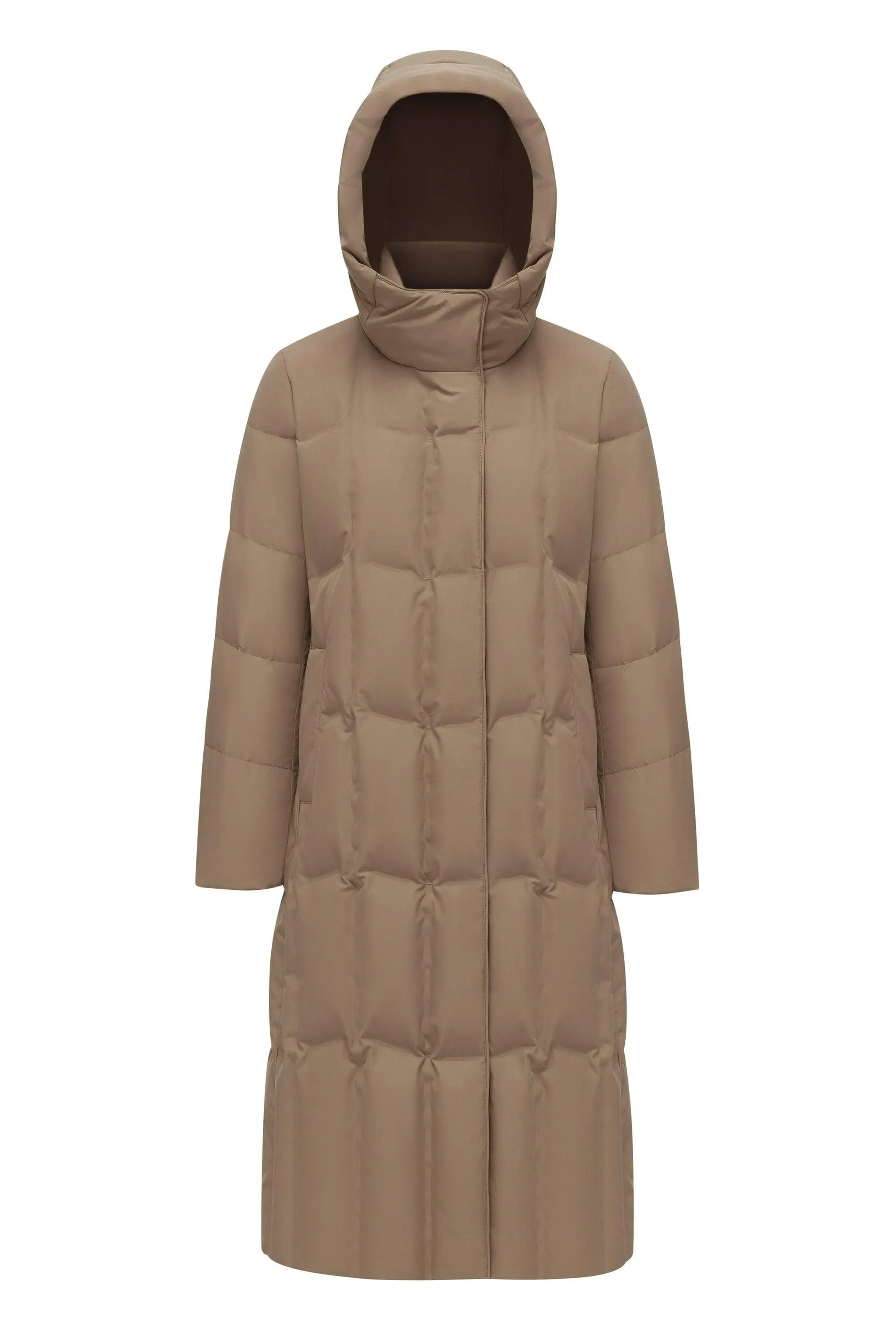 Women's Long Goose Down Coat With Elasticated Waist