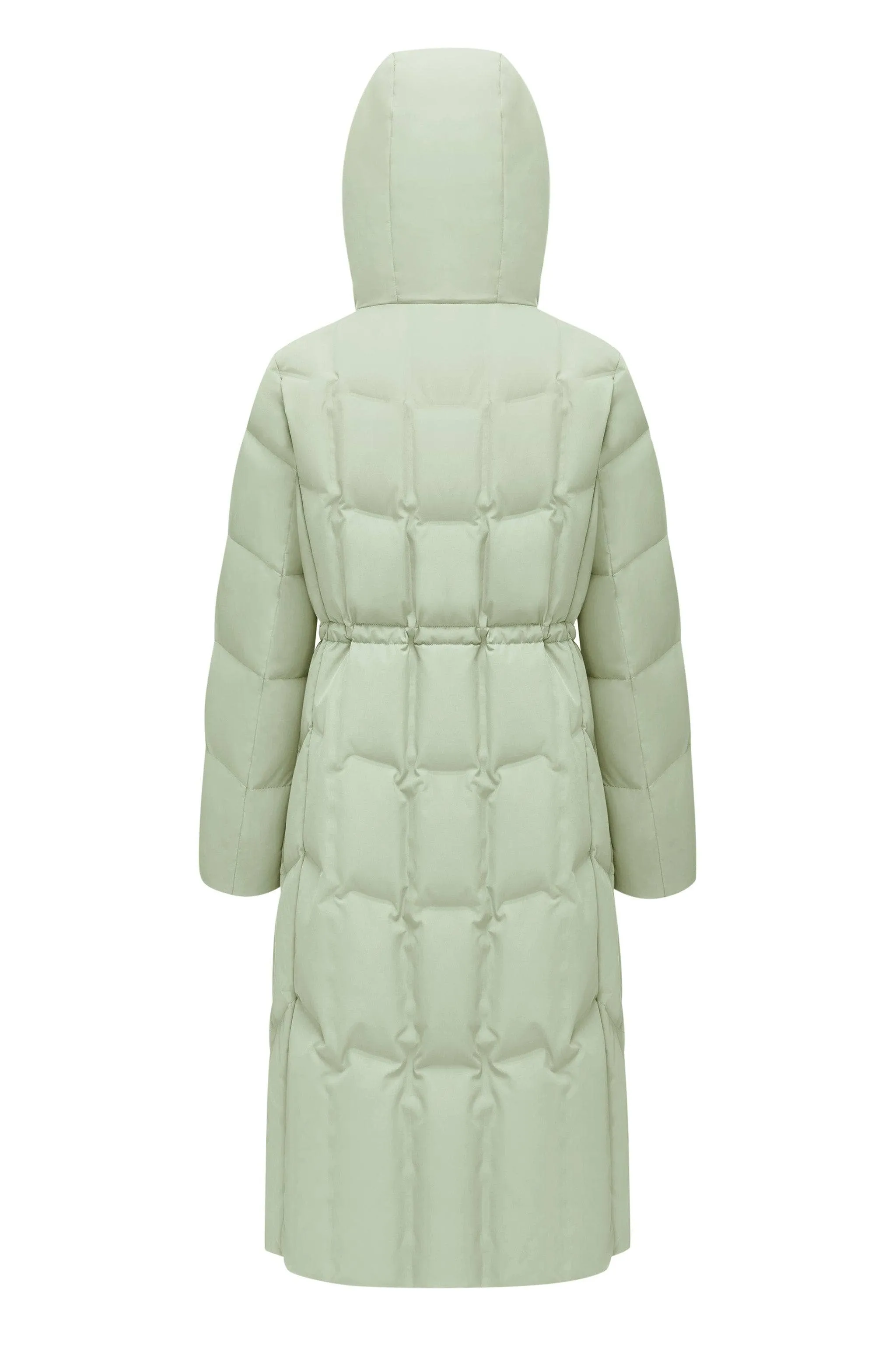 Women's Long Goose Down Coat With Elasticated Waist