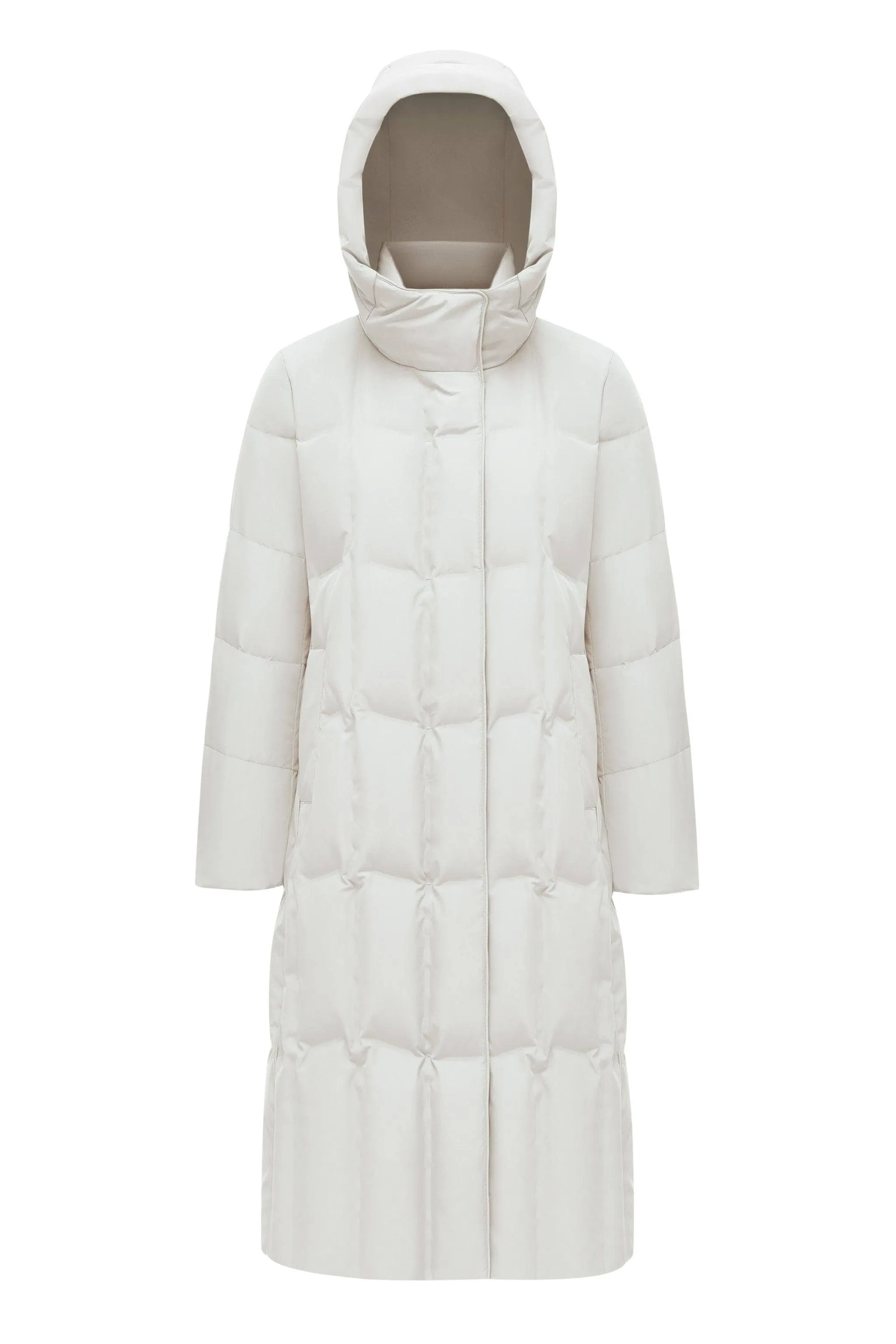 Women's Long Goose Down Coat With Elasticated Waist