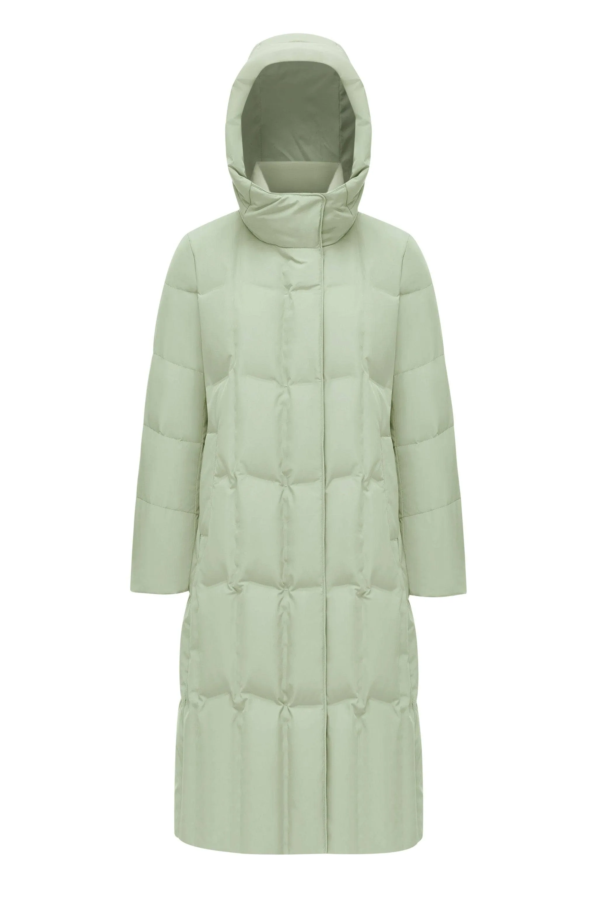 Women's Long Goose Down Coat With Elasticated Waist