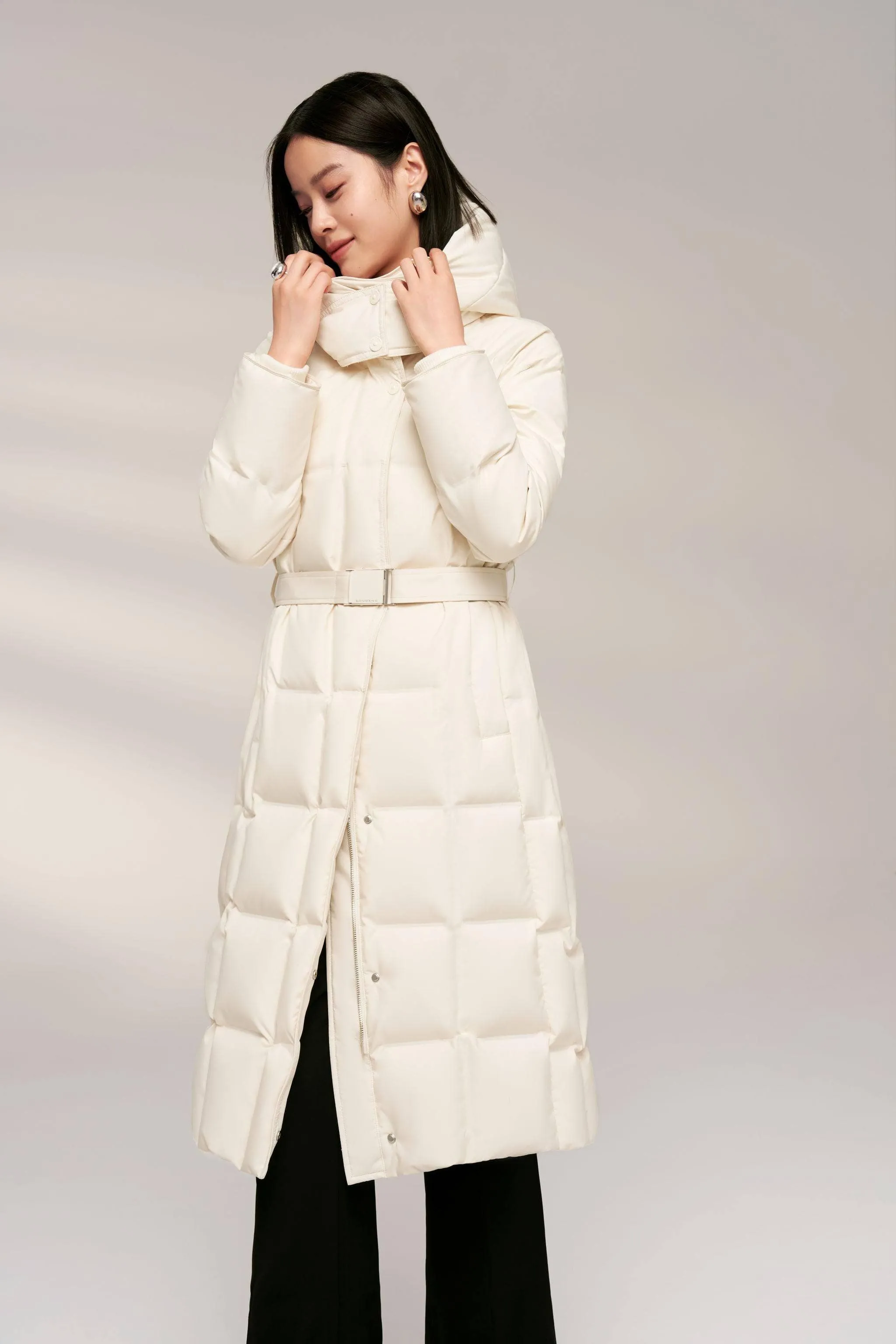 Women's Patterned Long Goose Down Coat