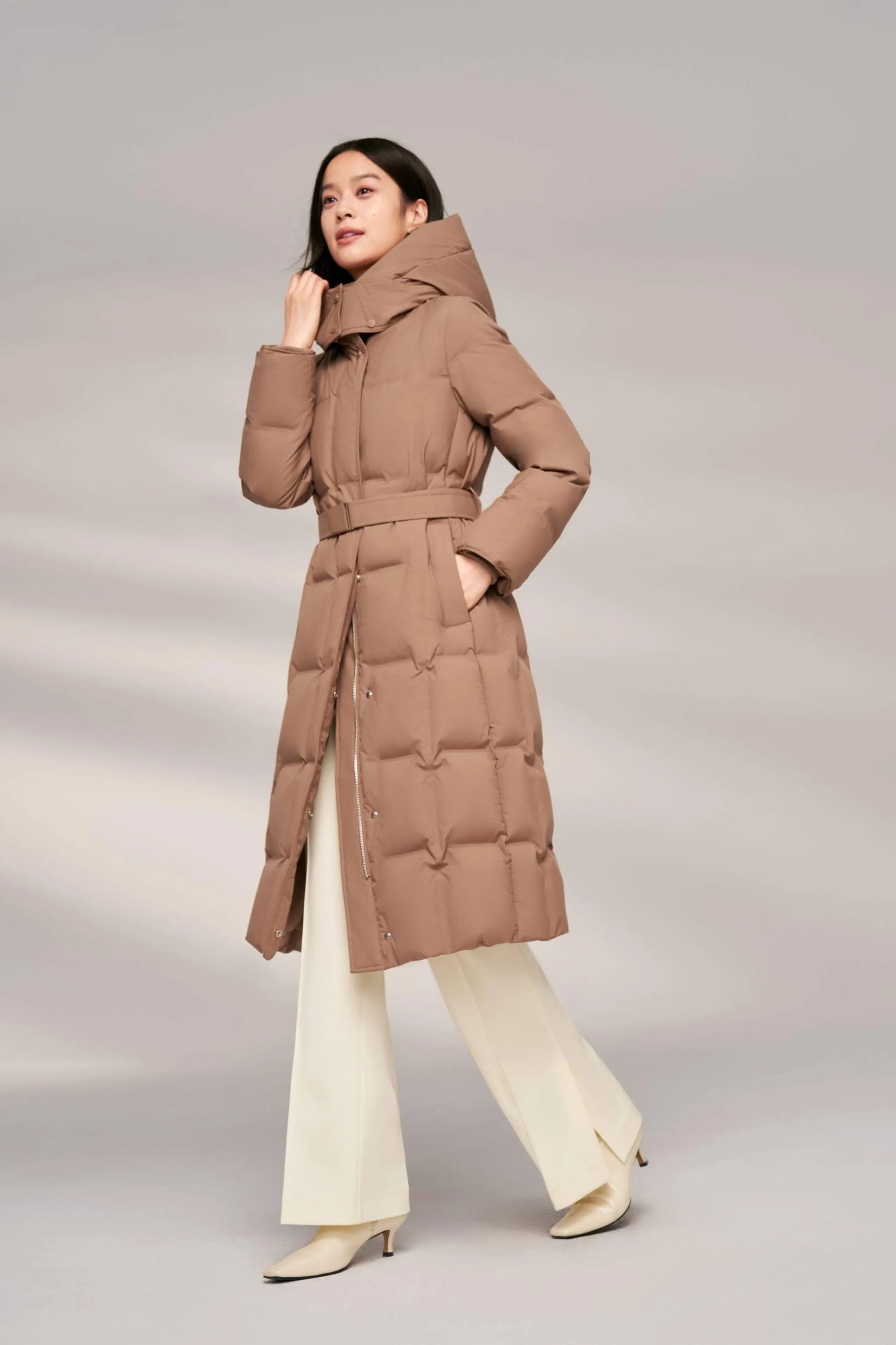 Women's Patterned Long Goose Down Coat