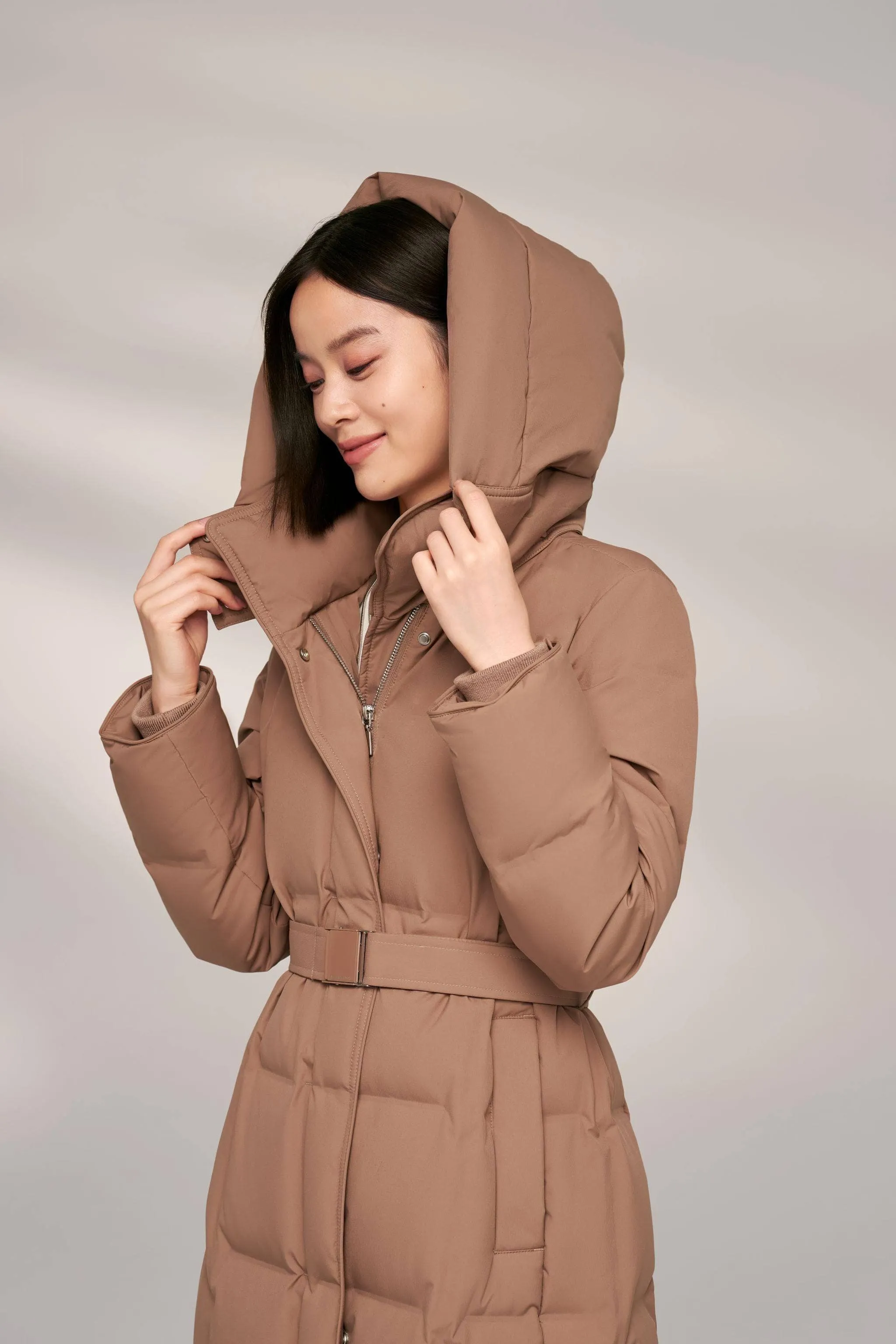Women's Patterned Long Goose Down Coat