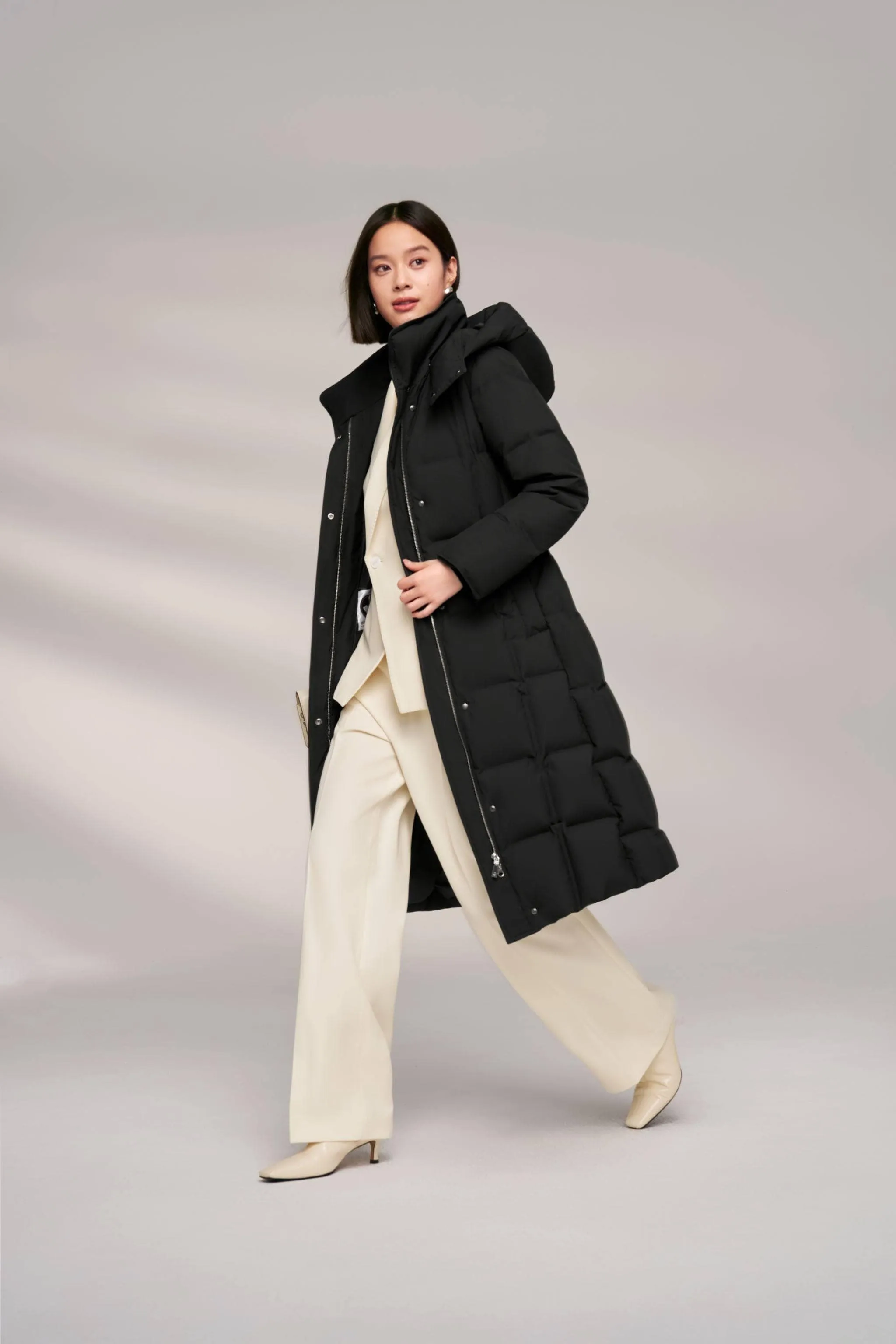 Women's Patterned Long Goose Down Coat