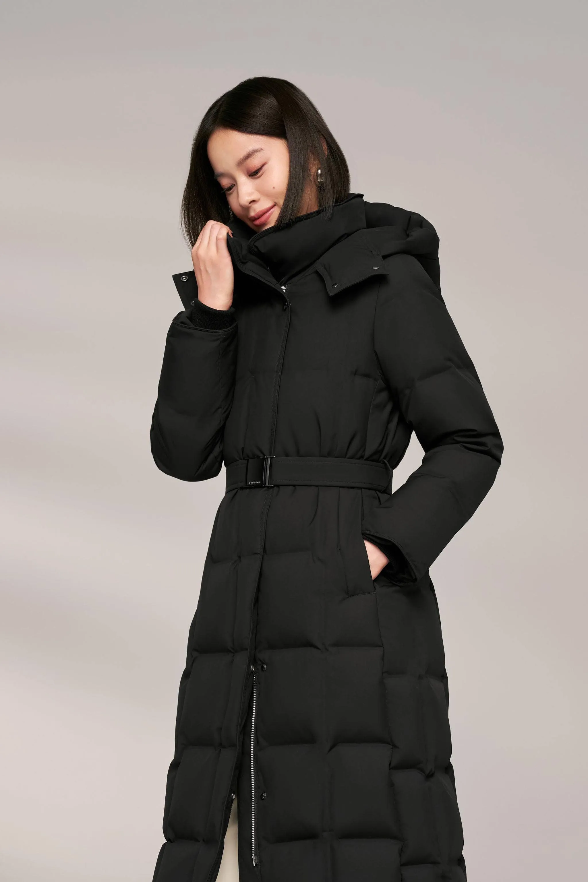 Women's Patterned Long Goose Down Coat