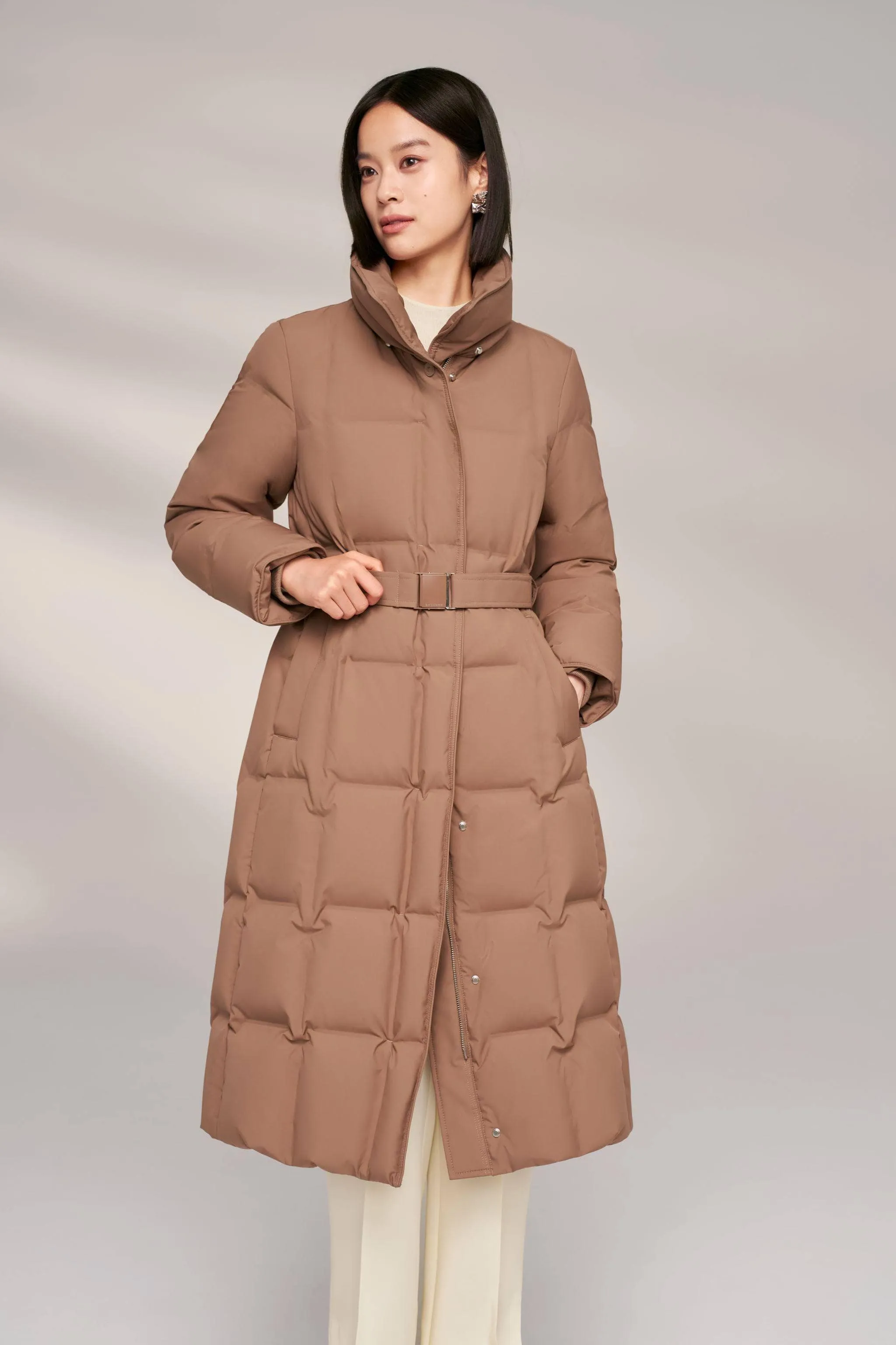 Women's Patterned Long Goose Down Coat