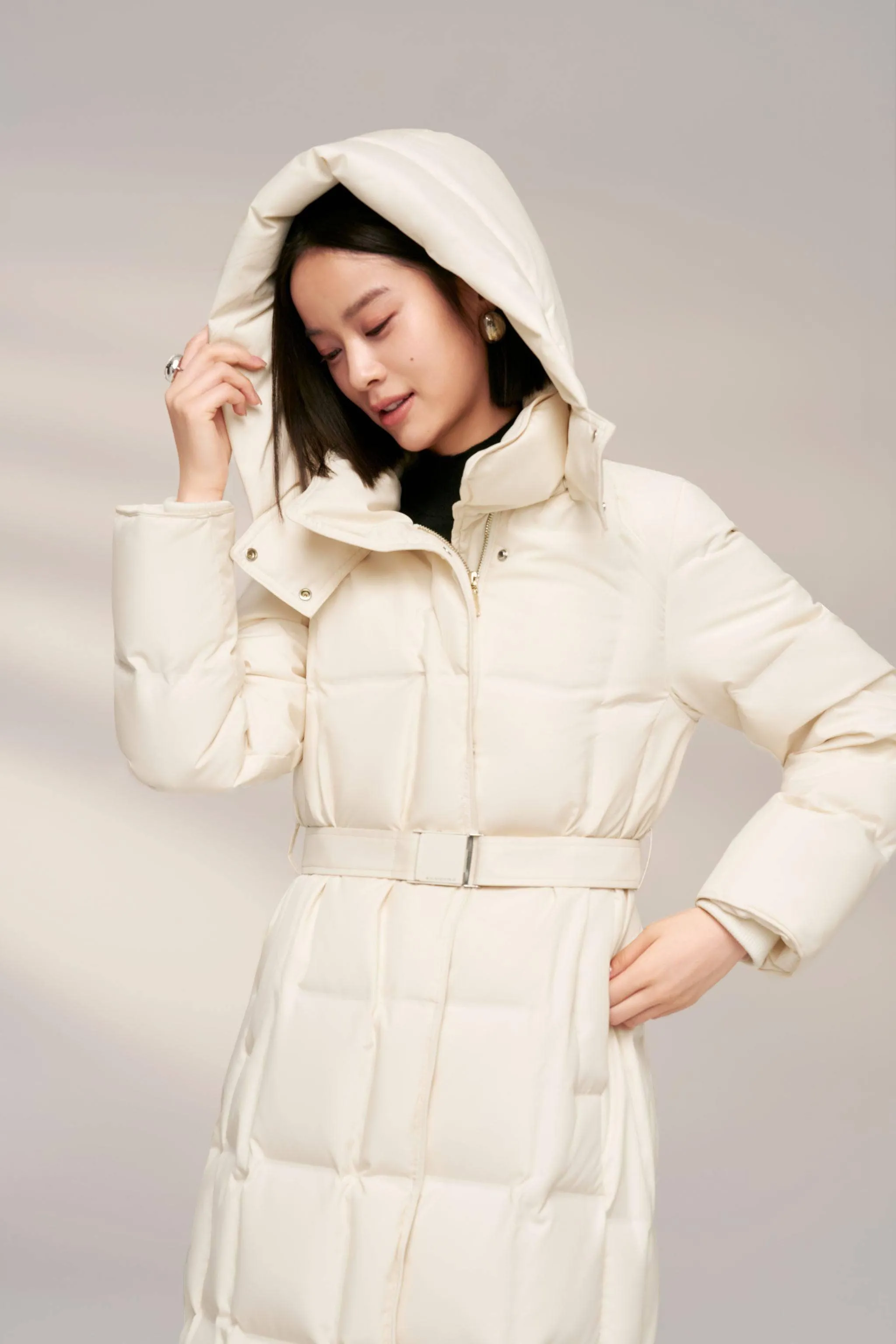 Women's Patterned Long Goose Down Coat