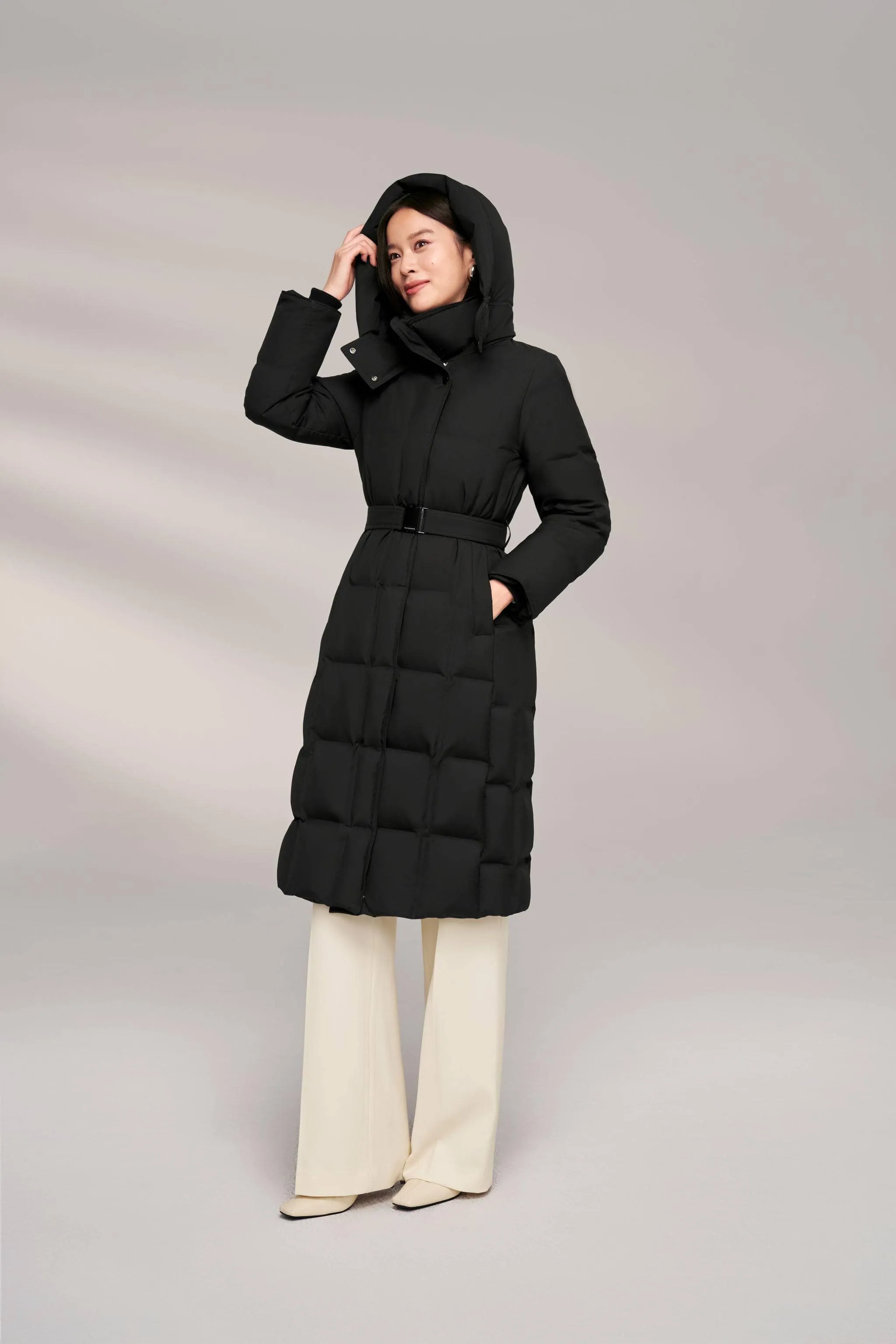 Women's Patterned Long Goose Down Coat