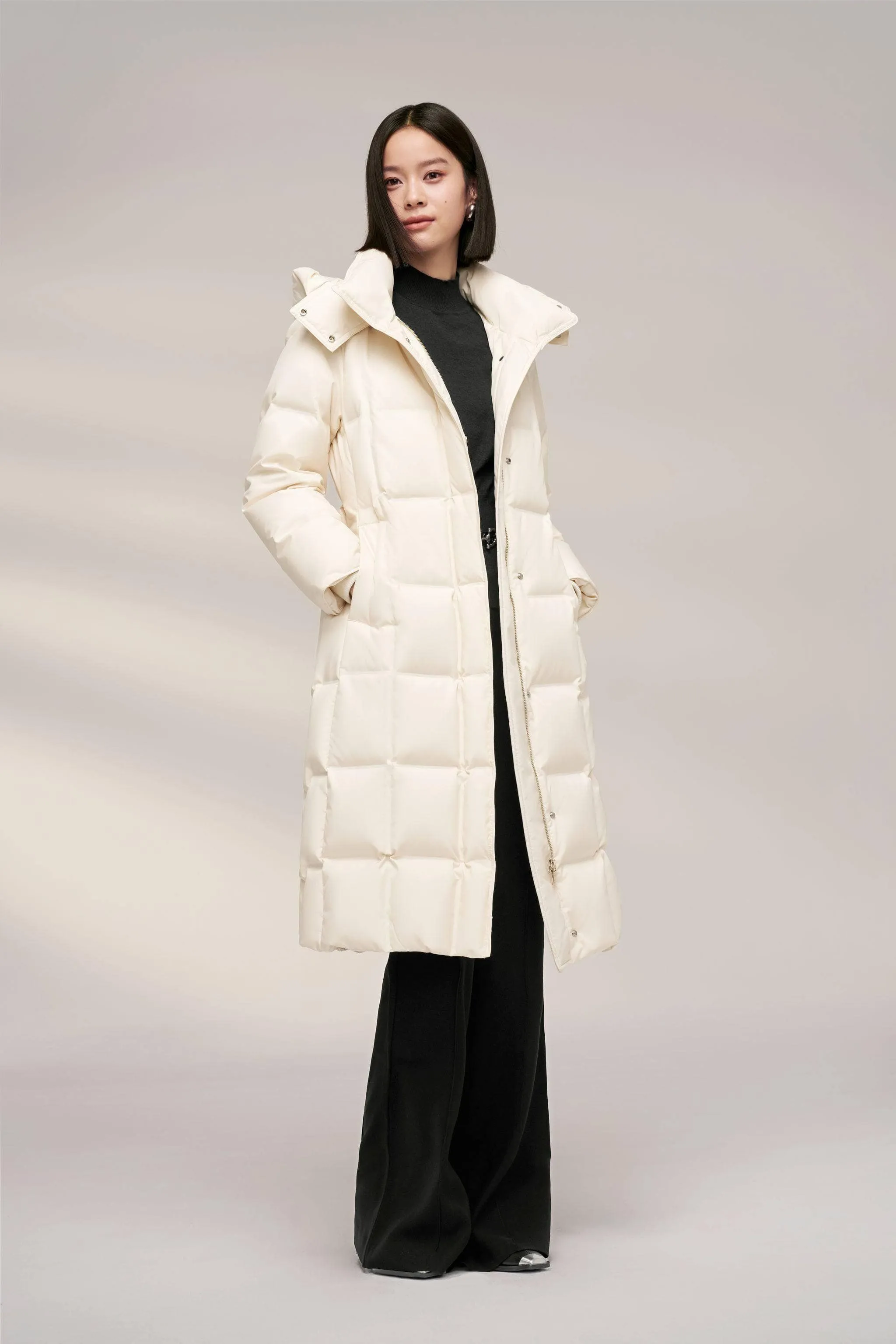 Women's Patterned Long Goose Down Coat