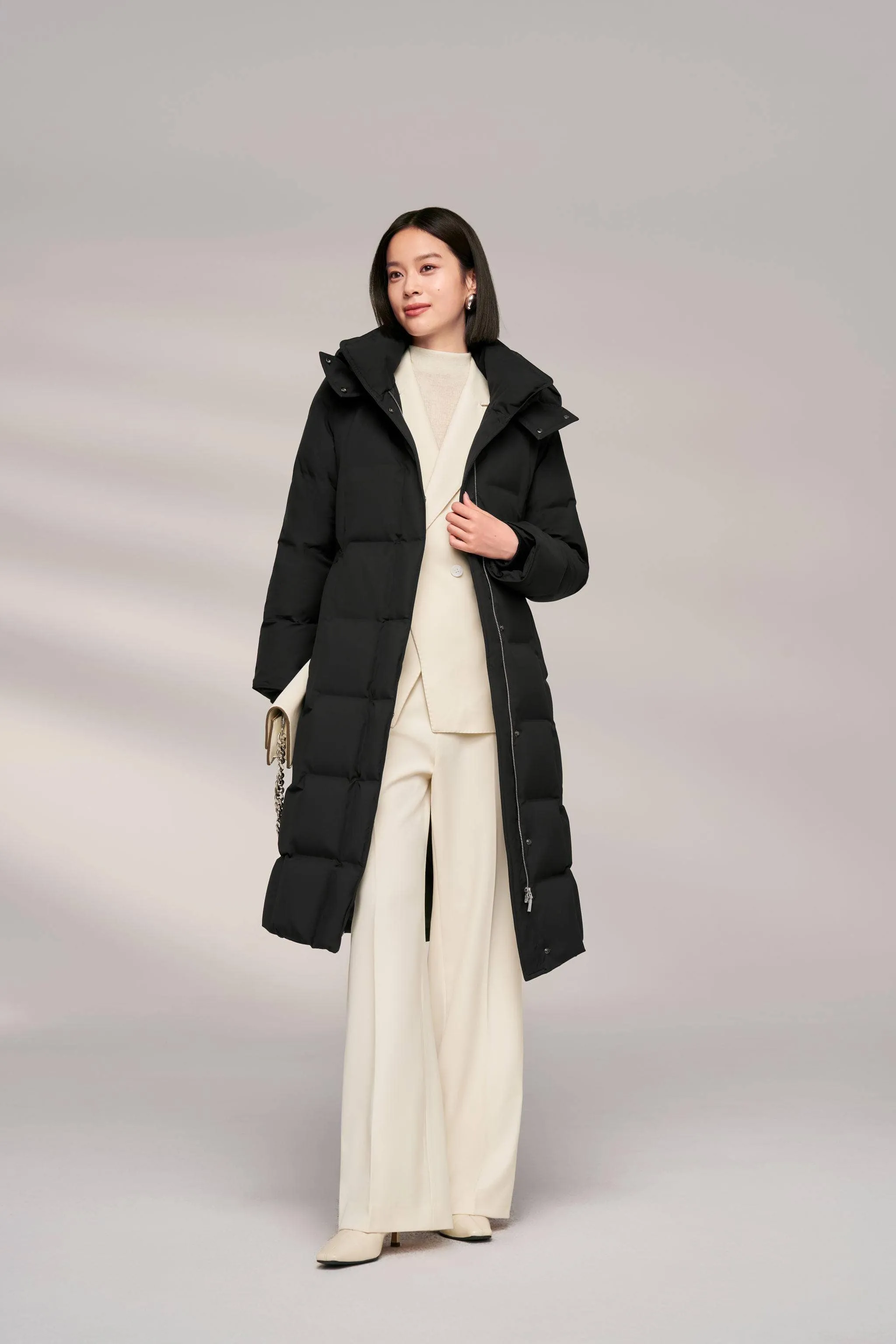 Women's Patterned Long Goose Down Coat