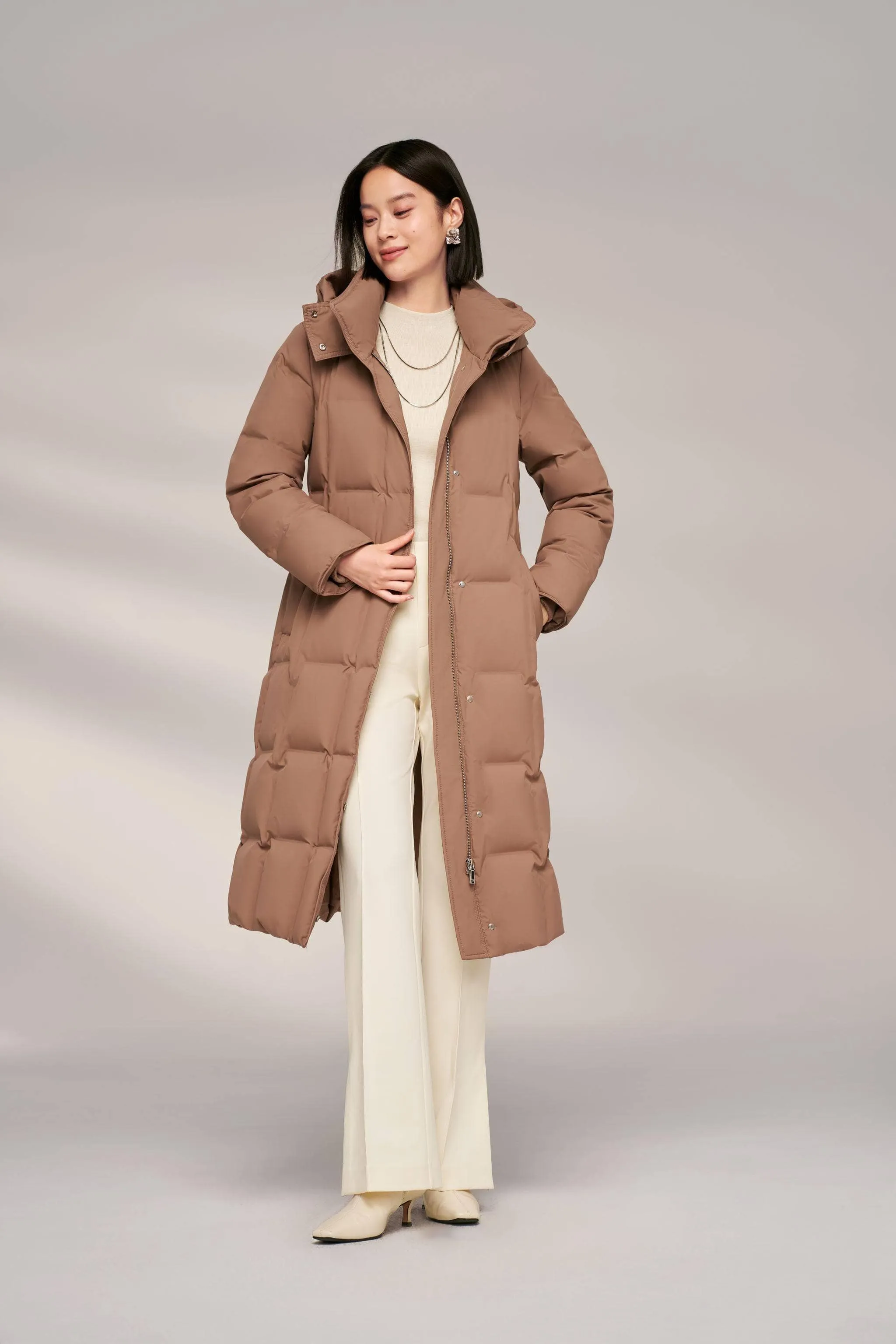 Women's Patterned Long Goose Down Coat