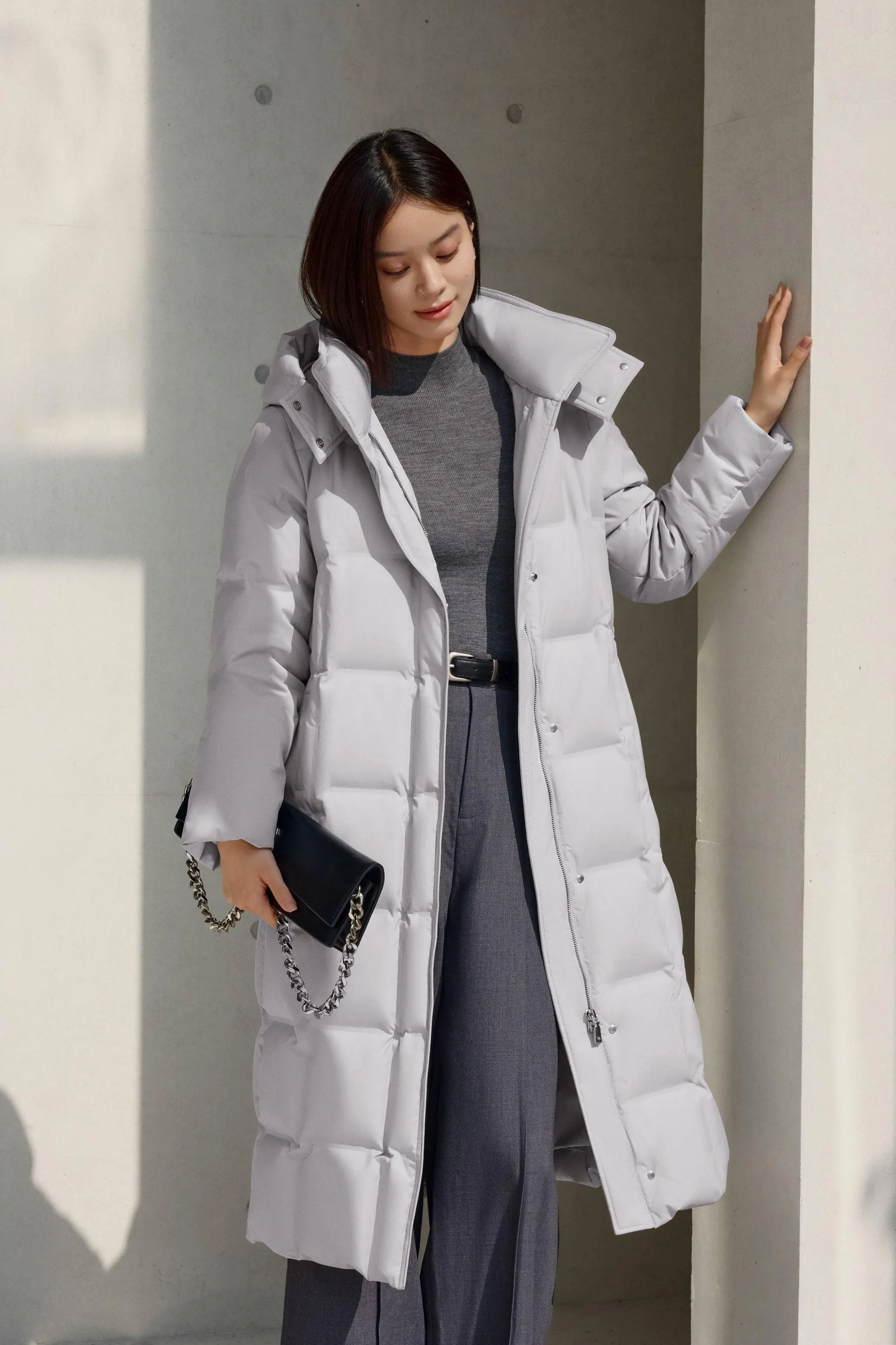 Women's Patterned Long Goose Down Coat