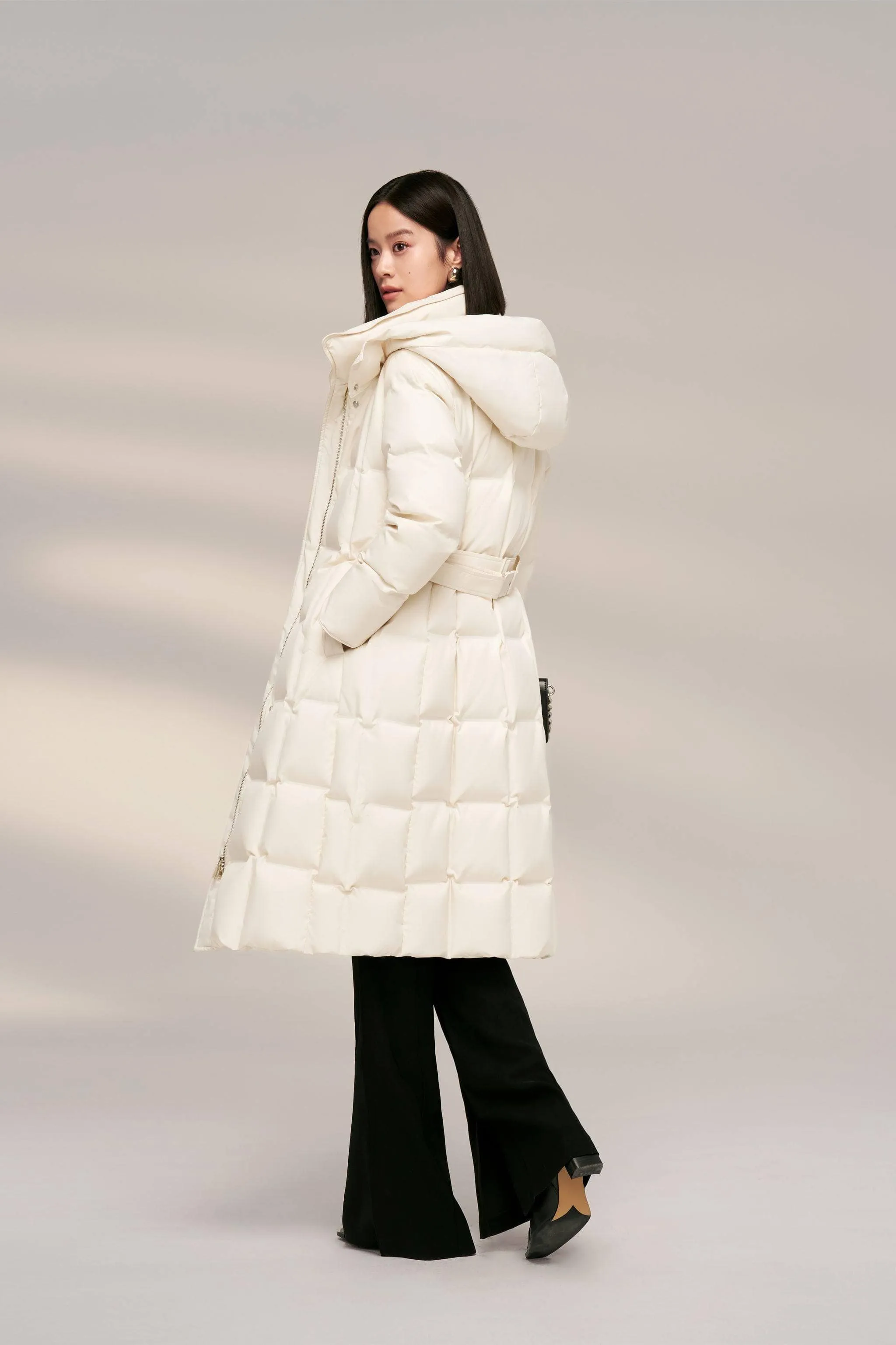 Women's Patterned Long Goose Down Coat
